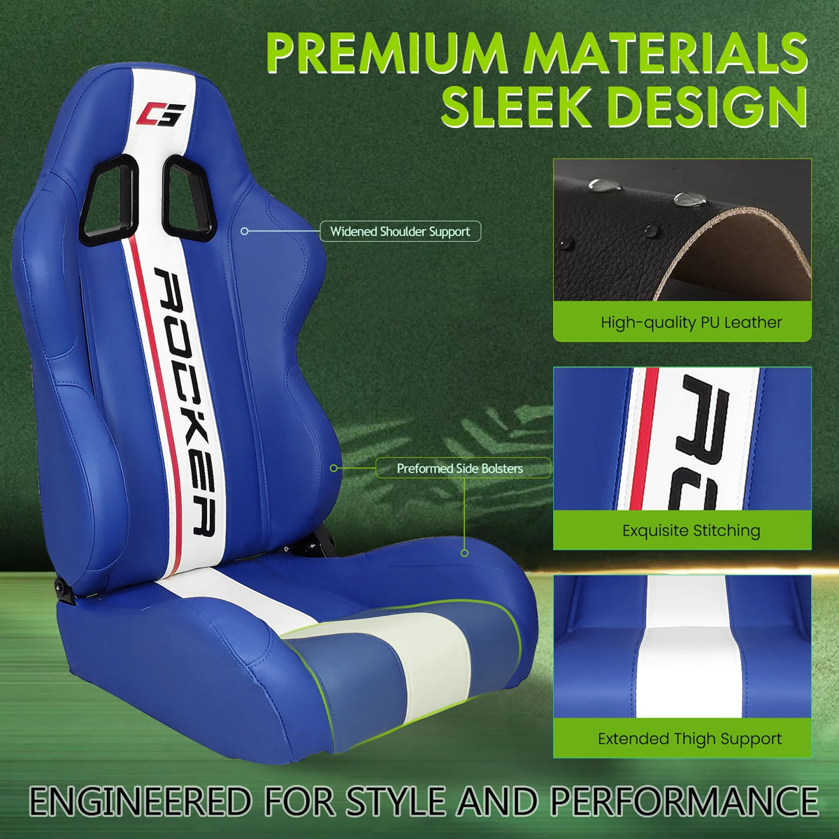 Universal Reclinable Left Driver Side Racing Seat Dual Slider