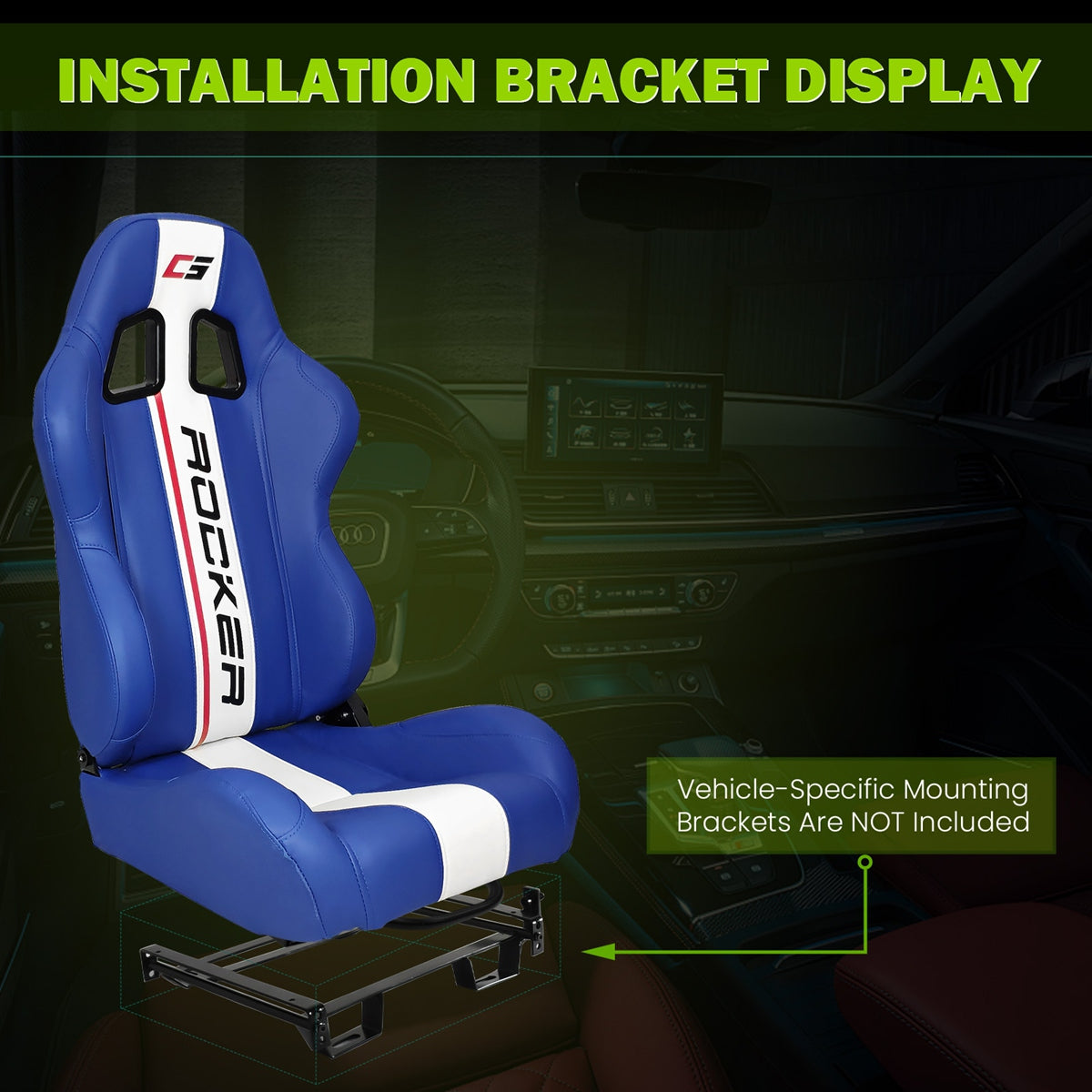 Universal Reclinable Left Driver Side Racing Seat Dual Slider