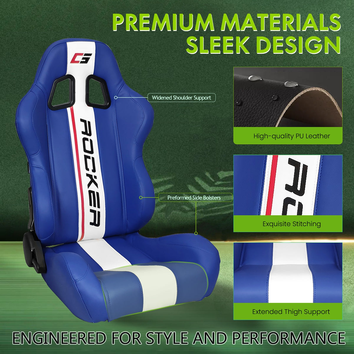 Universal Reclinable Right Passenger Side Racing Seat Dual Slider