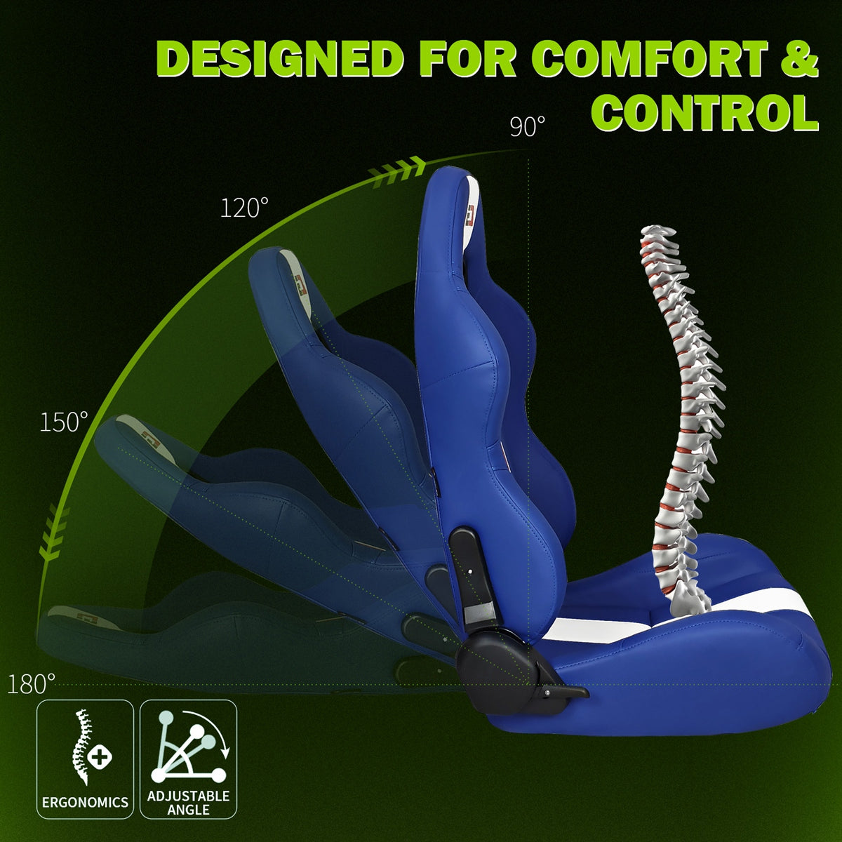 Universal Reclinable Right Passenger Side Racing Seat Dual Slider
