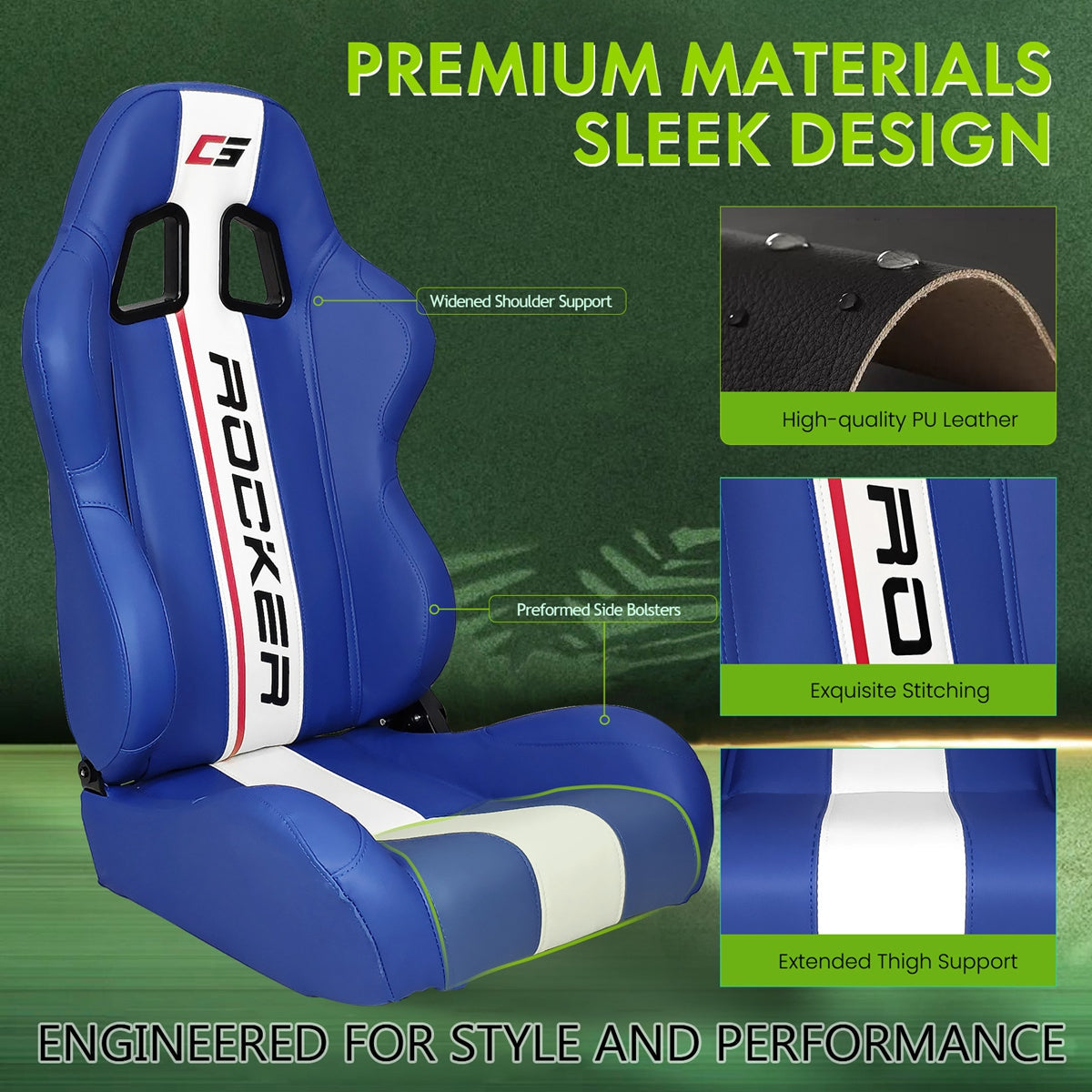 Universal Racing Seat Dual Slider PU Carbon Leather