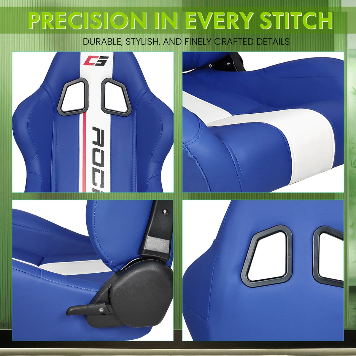 Universal Racing Seat Dual Slider PU Carbon Leather