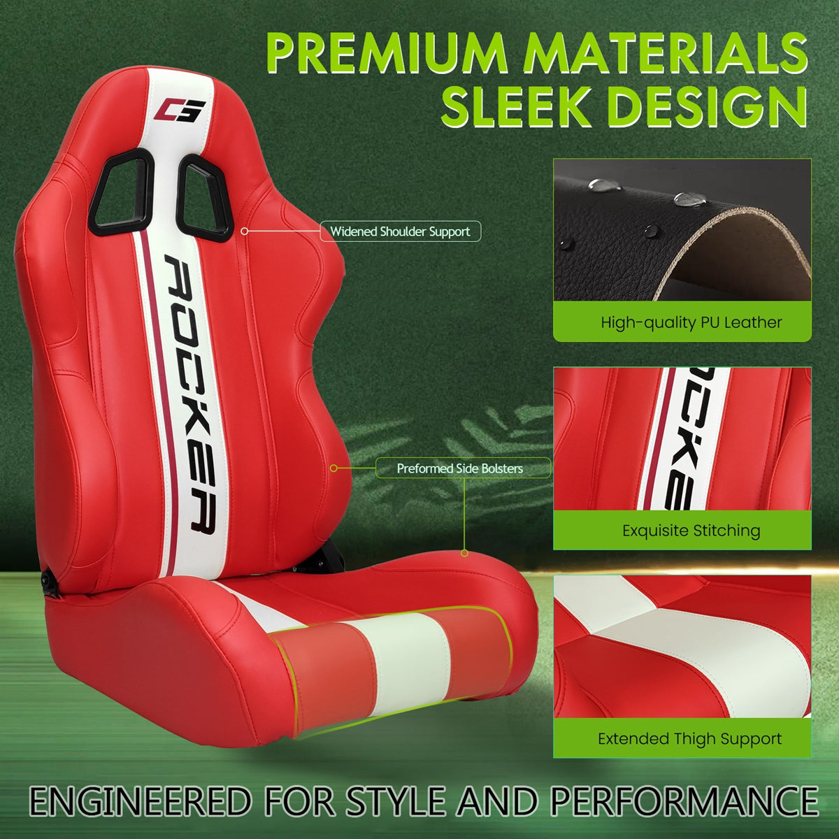 Universal Reclinable Left Driver Side Racing Seat Dual Slider