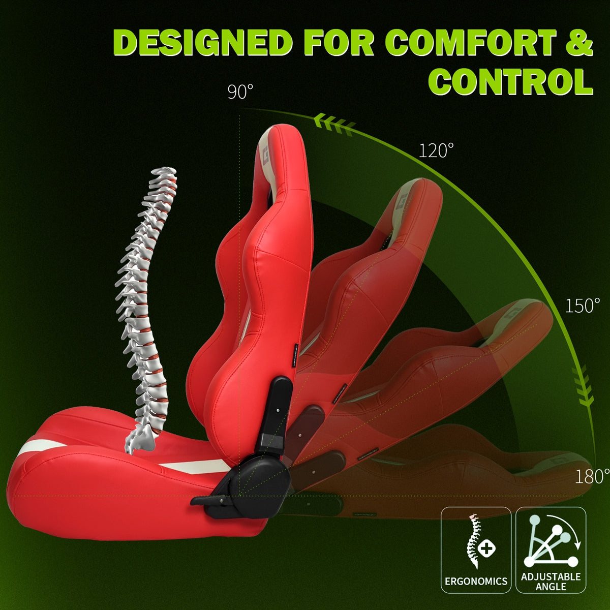 Universal Reclinable Left Driver Side Racing Seat Dual Slider