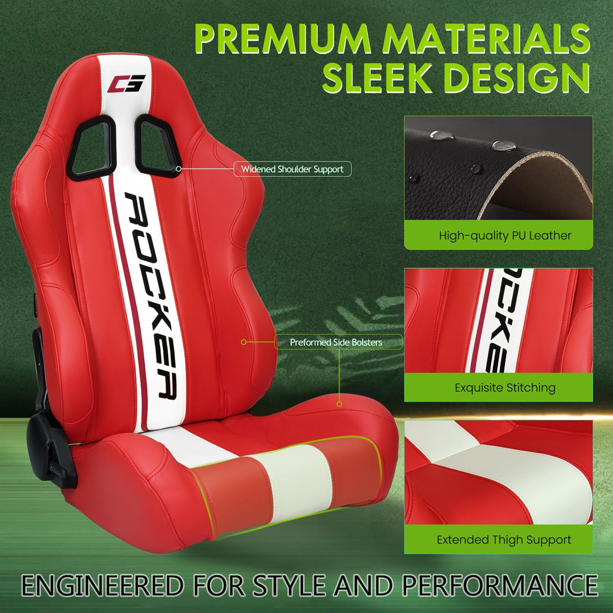 Universal Reclinable Right Passenger Side Racing Seat Dual Slider