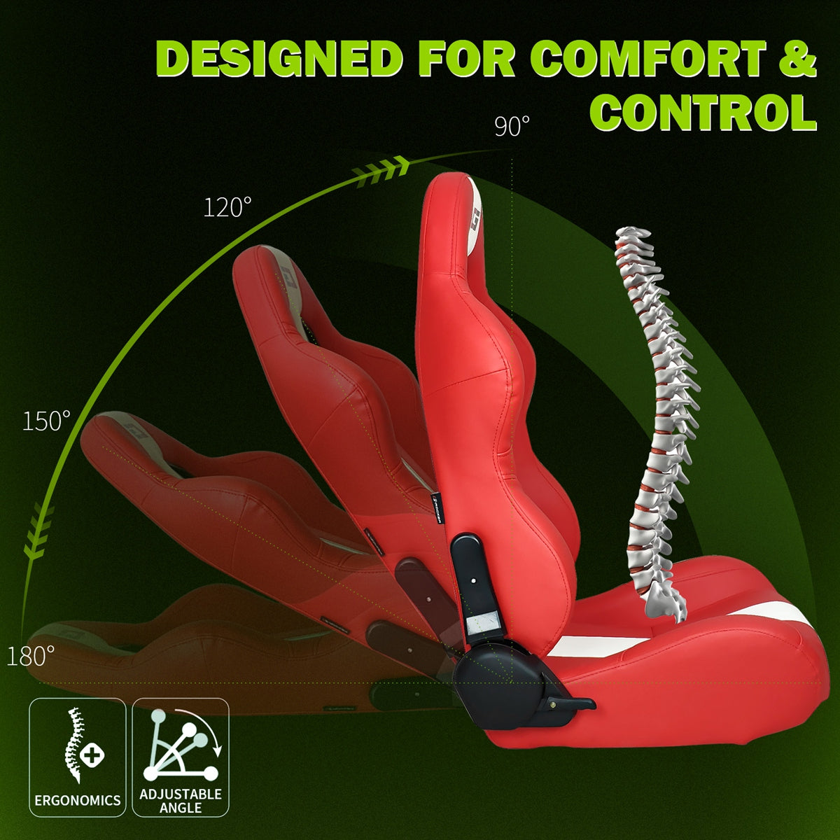 Universal Reclinable Right Passenger Side Racing Seat Dual Slider