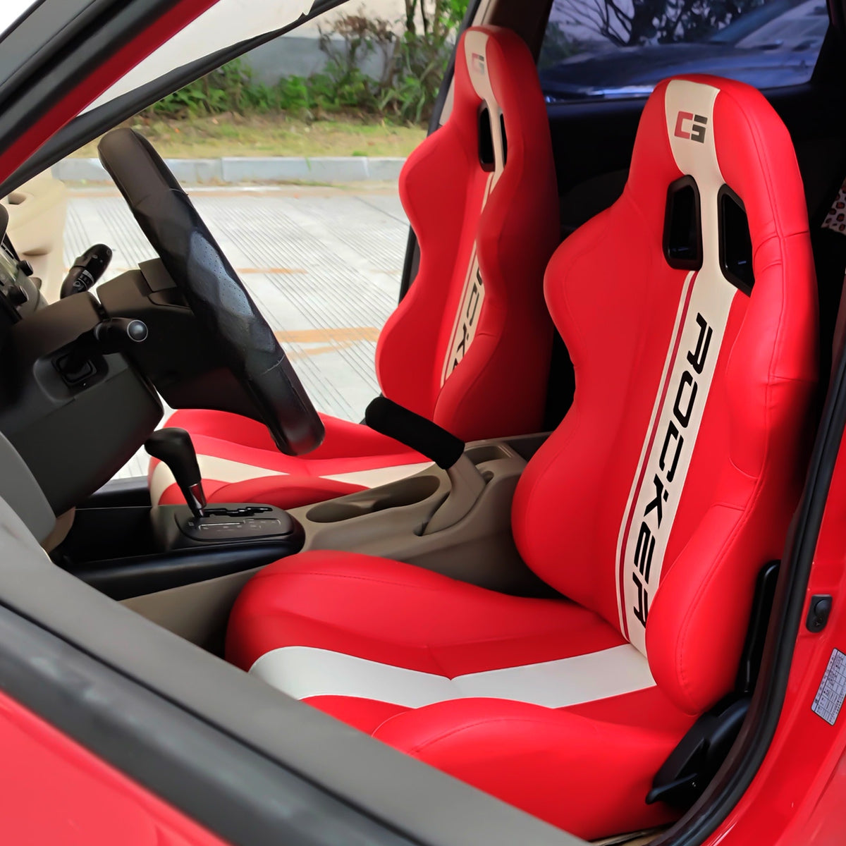 Universal Racing Seat Dual Slider PU Carbon Leather