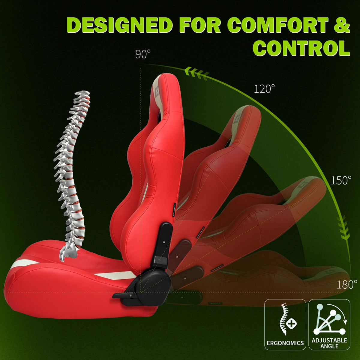 Universal Racing Seat Dual Slider PU Carbon Leather