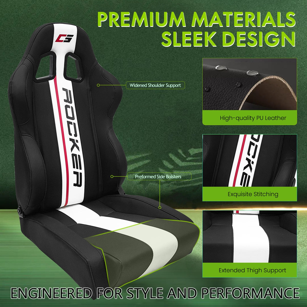 Universal Racing Seat Dual Slider PU Carbon Leather