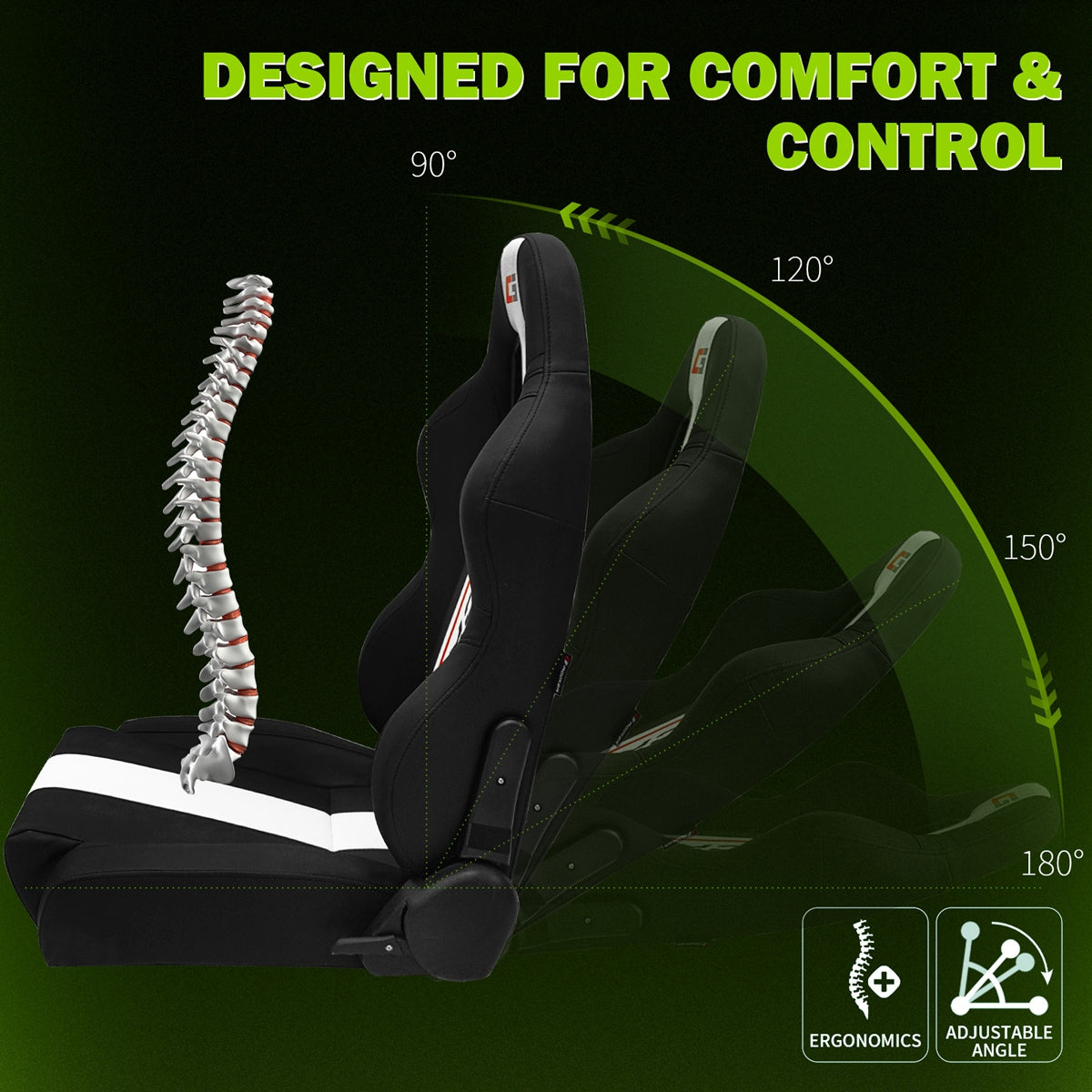 Universal Racing Seat Dual Slider PU Carbon Leather