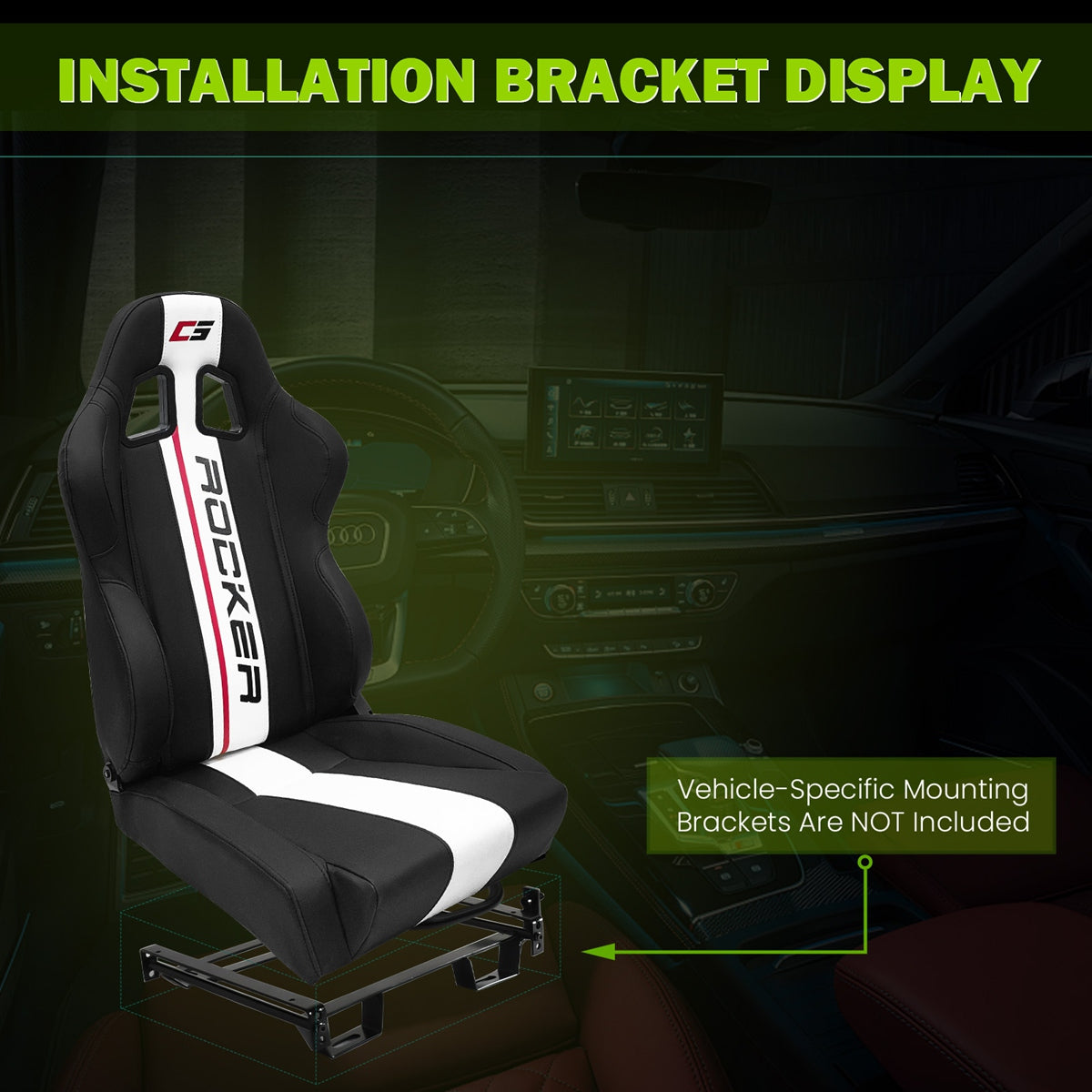 Universal Racing Seat Dual Slider PU Carbon Leather