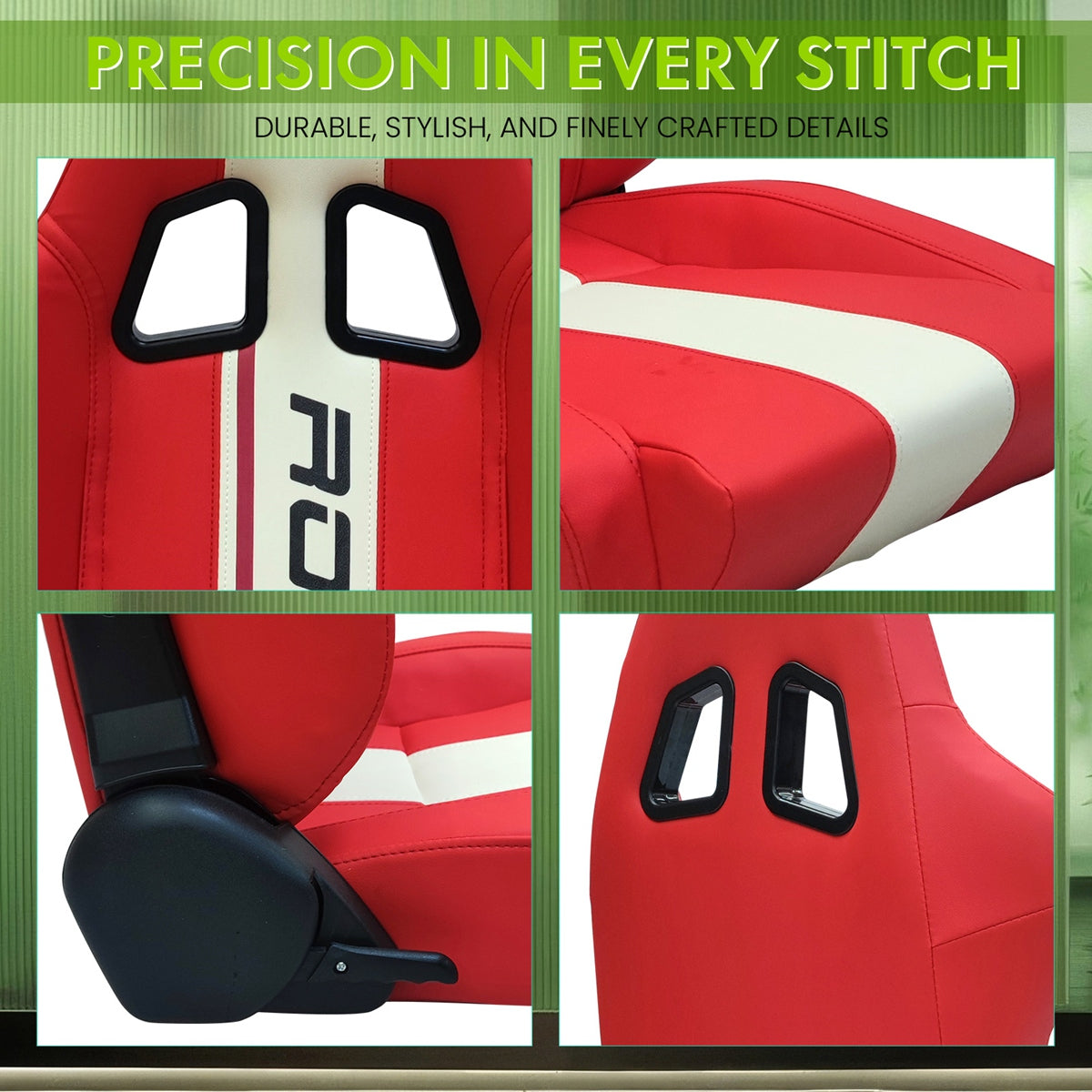 Universal Racing Seat Dual Slider PU Carbon Leather
