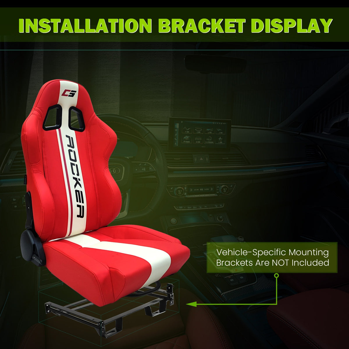 Universal Racing Seat Dual Slider PU Carbon Leather