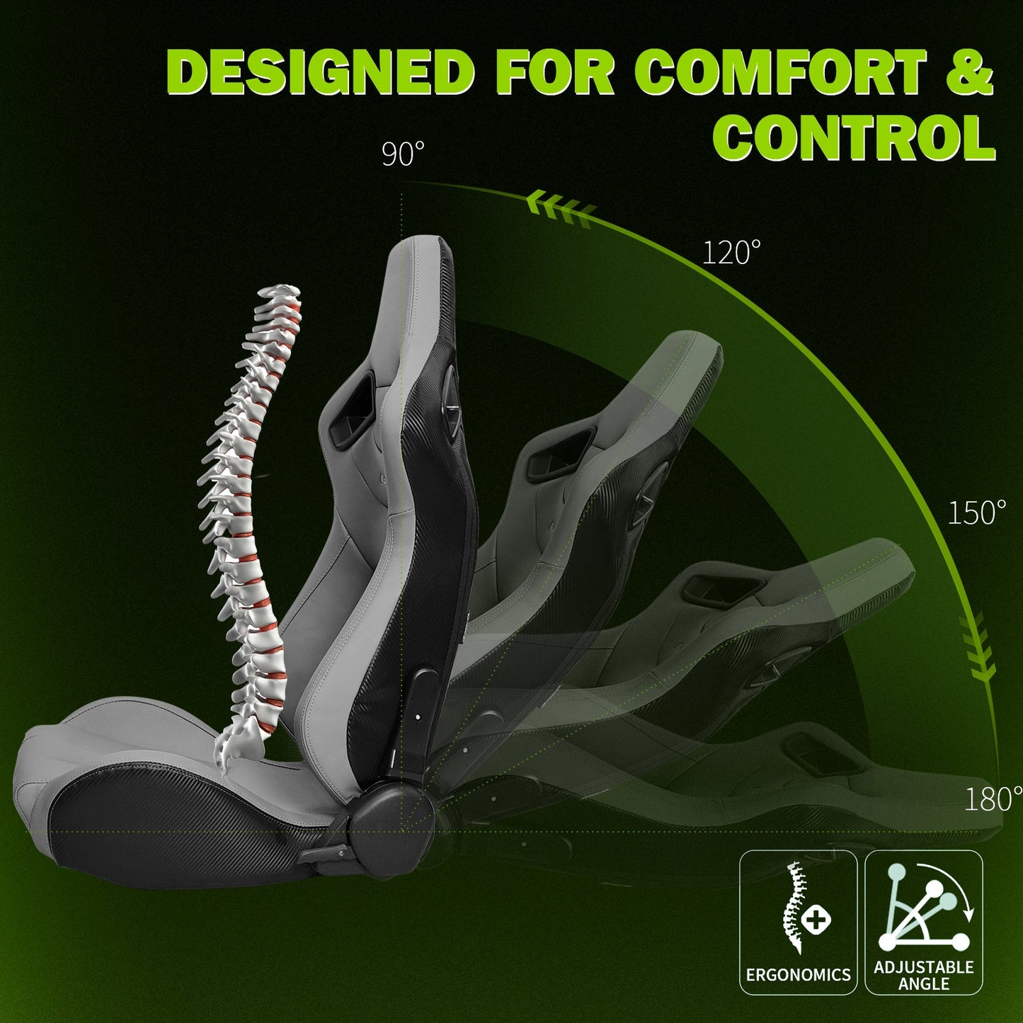 Universal Reclinable Left Driver Side Racing Seat Dual Slider