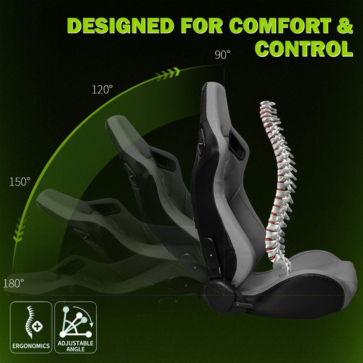 Universal Reclinable Right Passenger Side Racing Seat Dual Slider