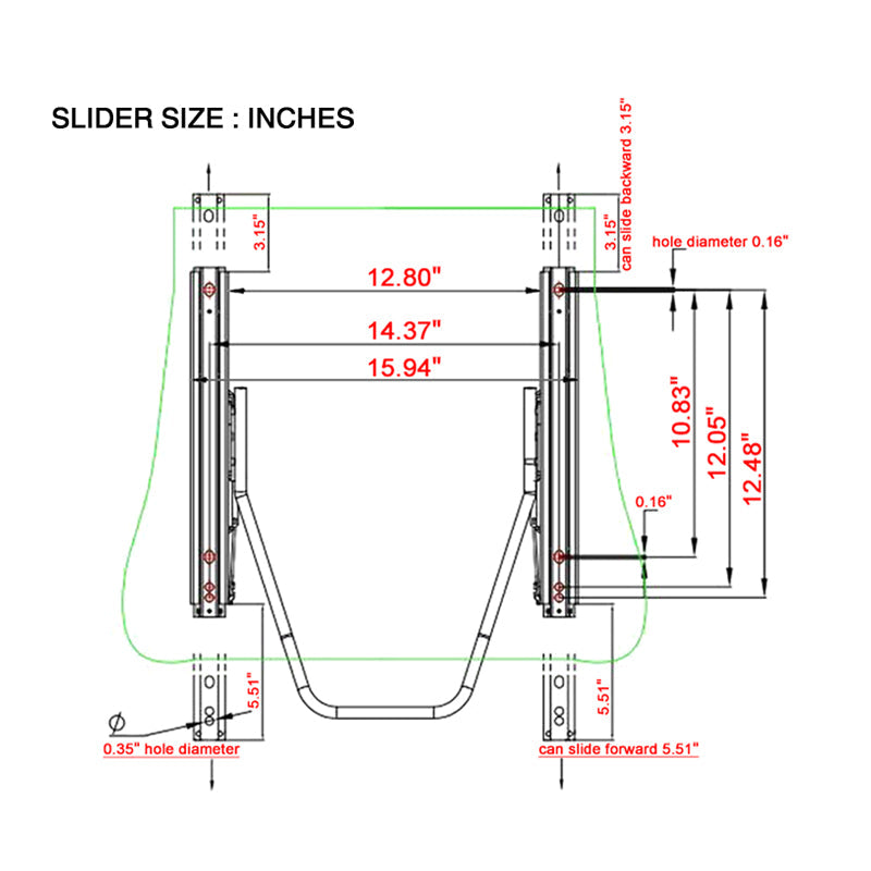 Universal Reclinable Left Driver Side Racing Seat Dual Slider