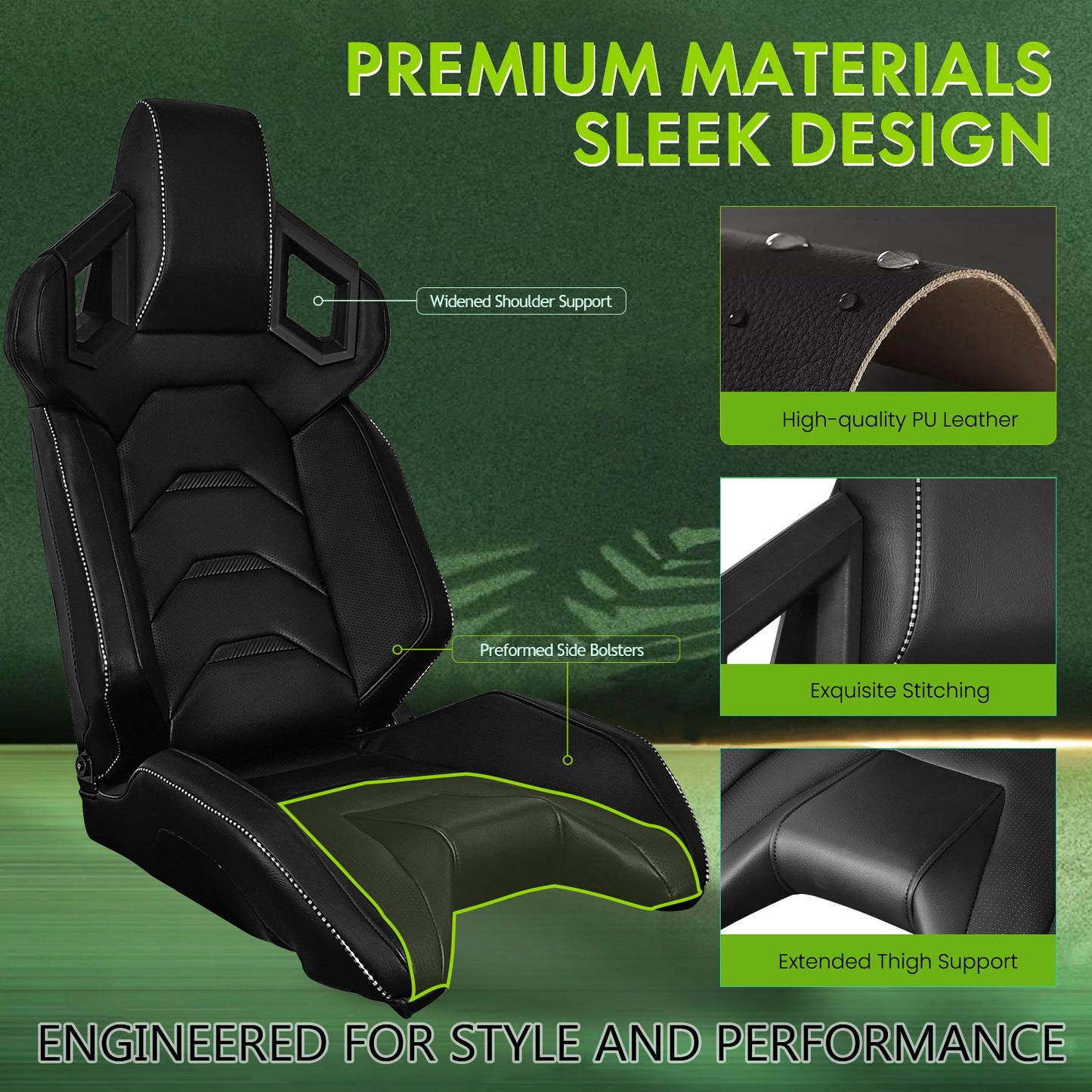 Universal Racing Seat Dual Slider PU Carbon Leather
