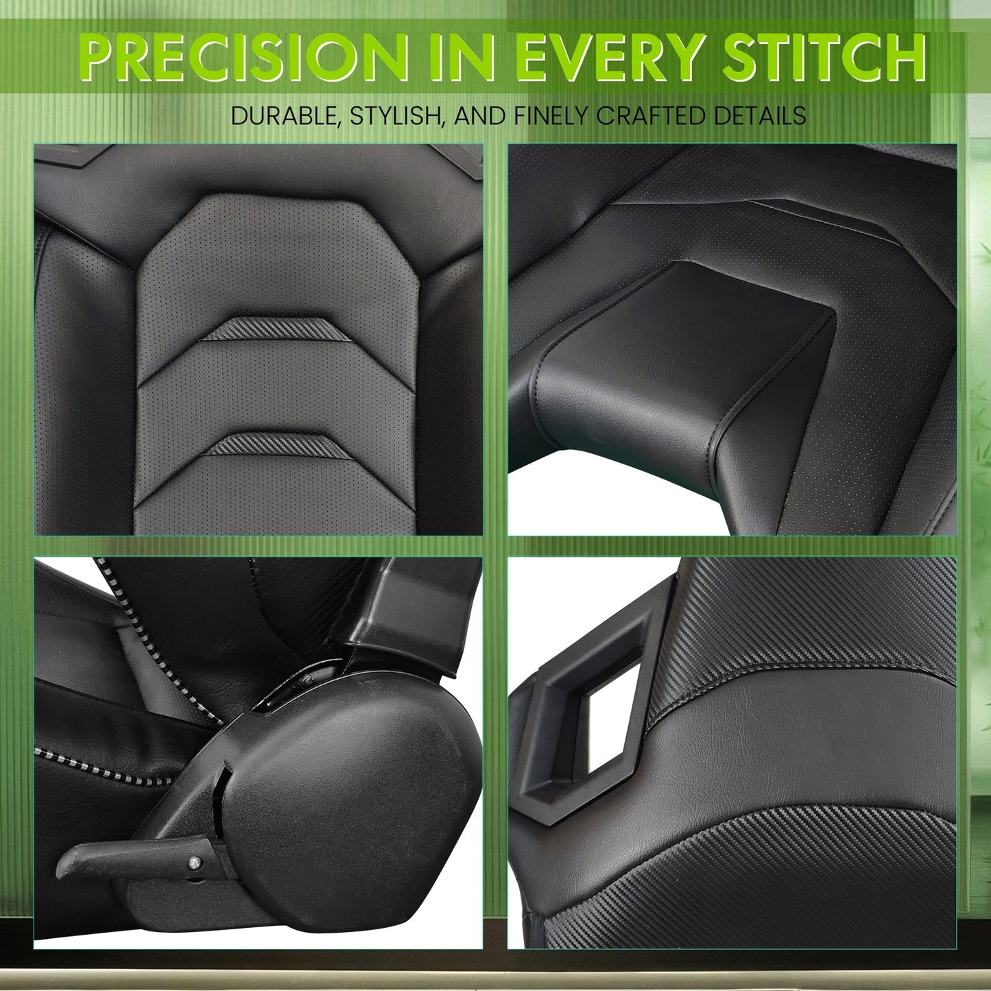 Universal Racing Seat Dual Slider PU Carbon Leather
