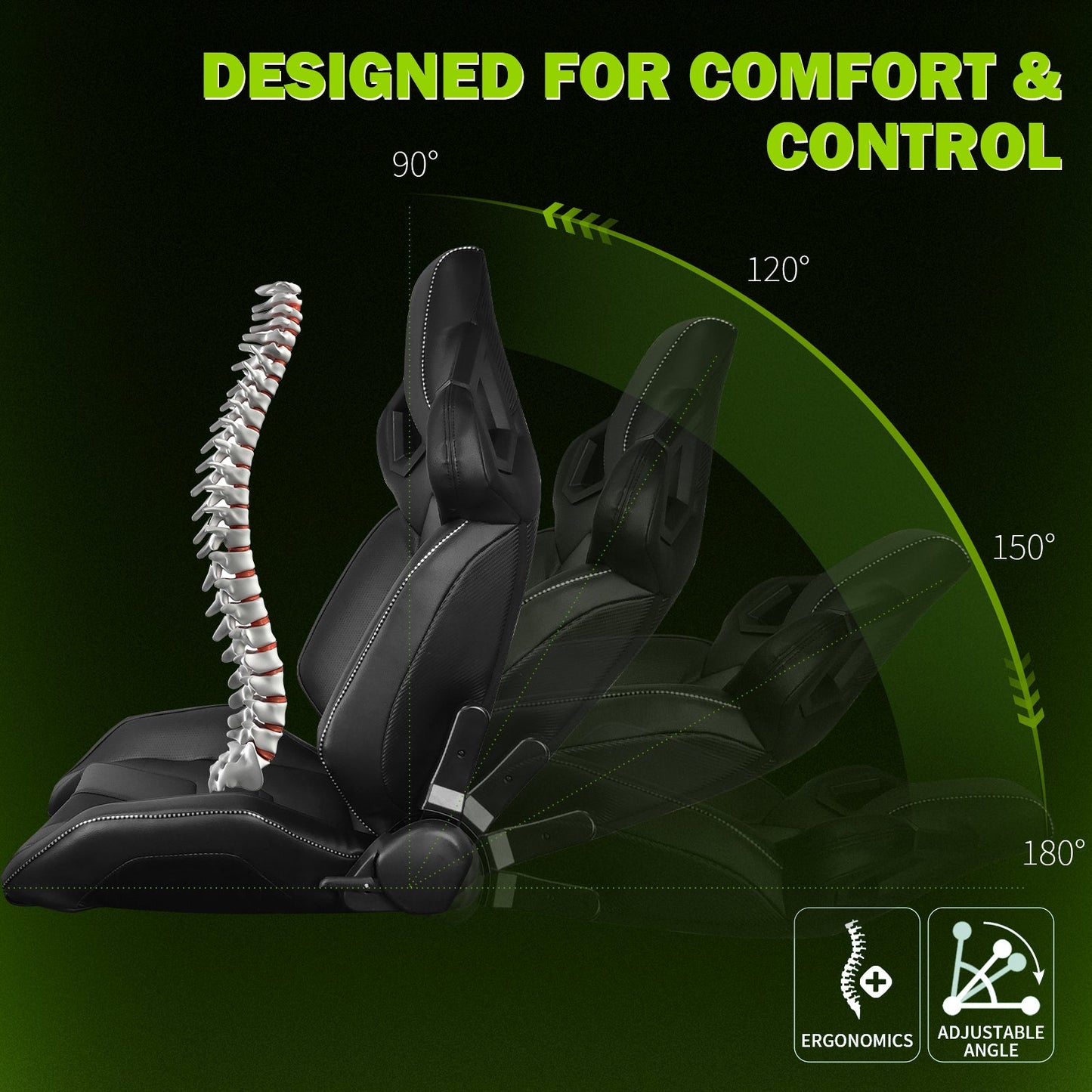 Universal Racing Seat Dual Slider PU Carbon Leather