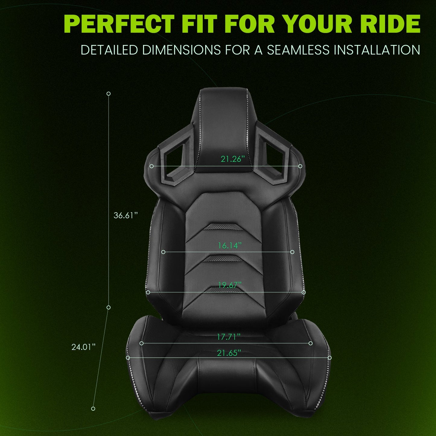 Universal Racing Seat Dual Slider PU Carbon Leather