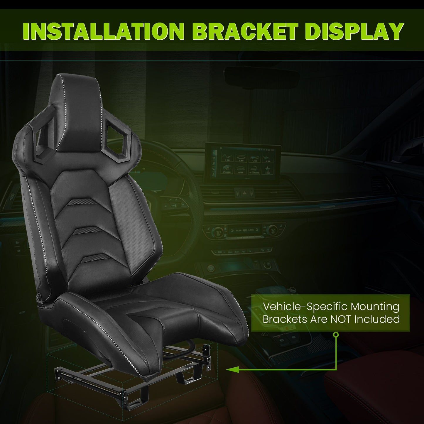 Universal Racing Seat Dual Slider PU Carbon Leather