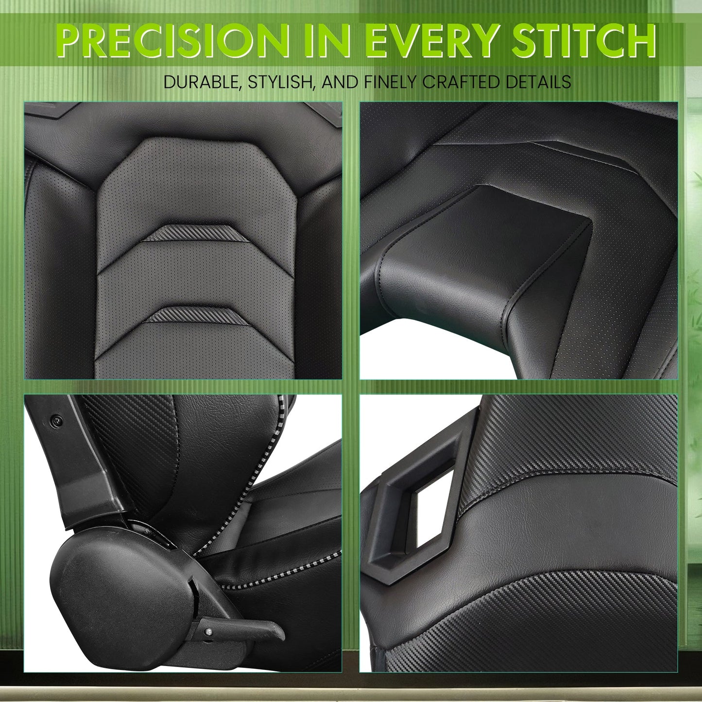 Universal Racing Seat Dual Slider PU Carbon Leather