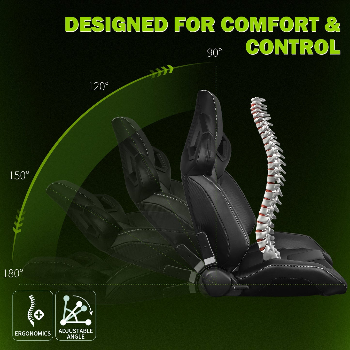 Universal Racing Seat Dual Slider PU Carbon Leather