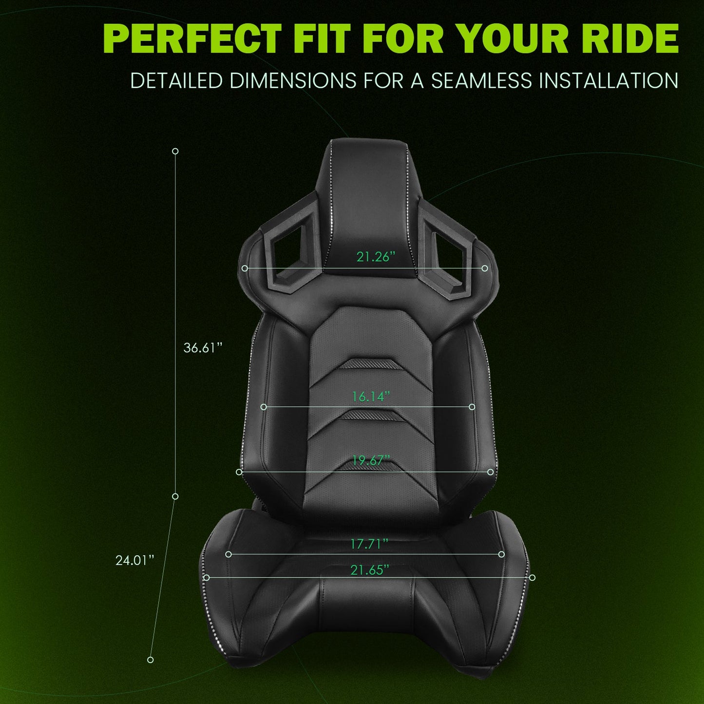 Universal Racing Seat Dual Slider PU Carbon Leather