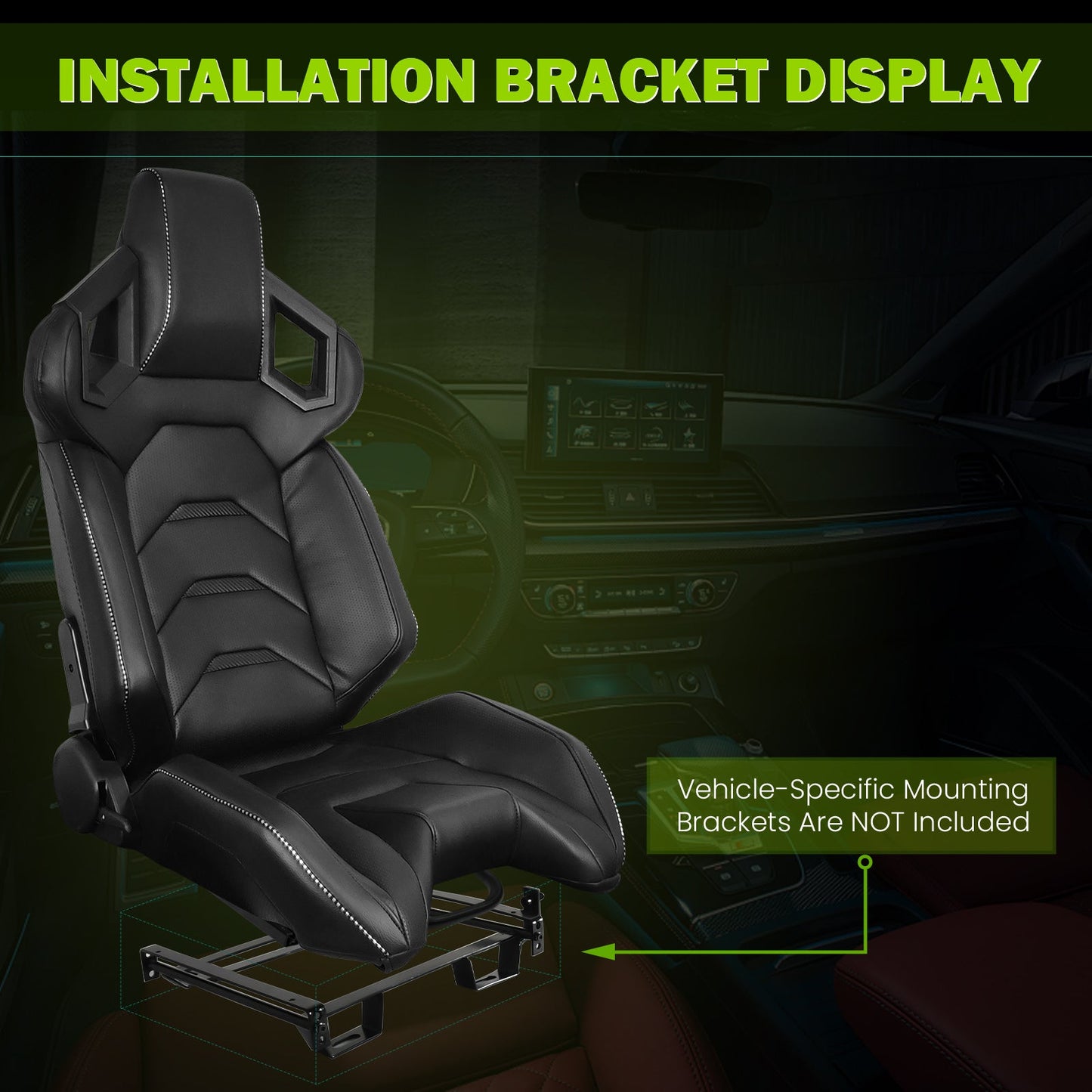 Universal Racing Seat Dual Slider PU Carbon Leather