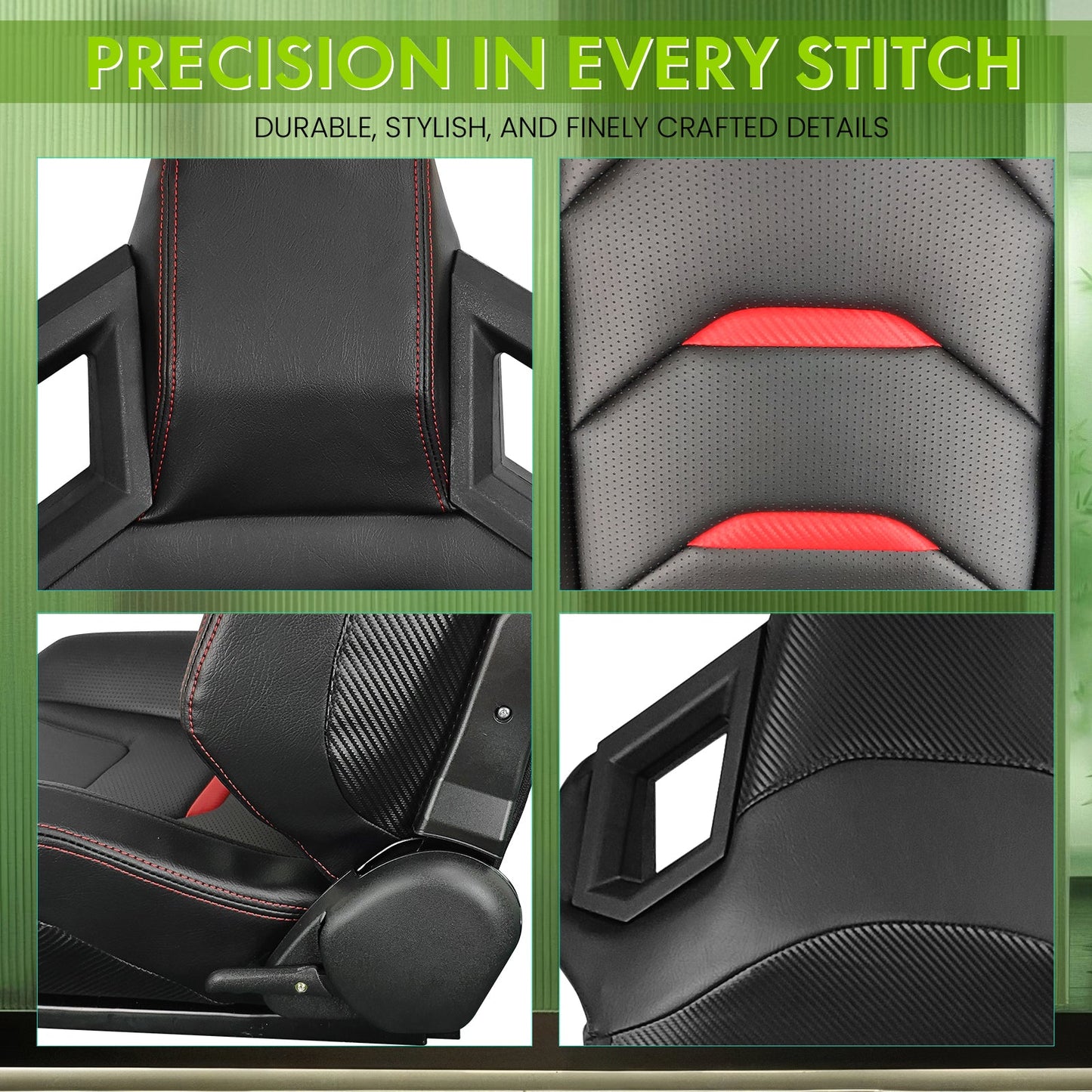 Universal Racing Seat Dual Slider PU Carbon Leather