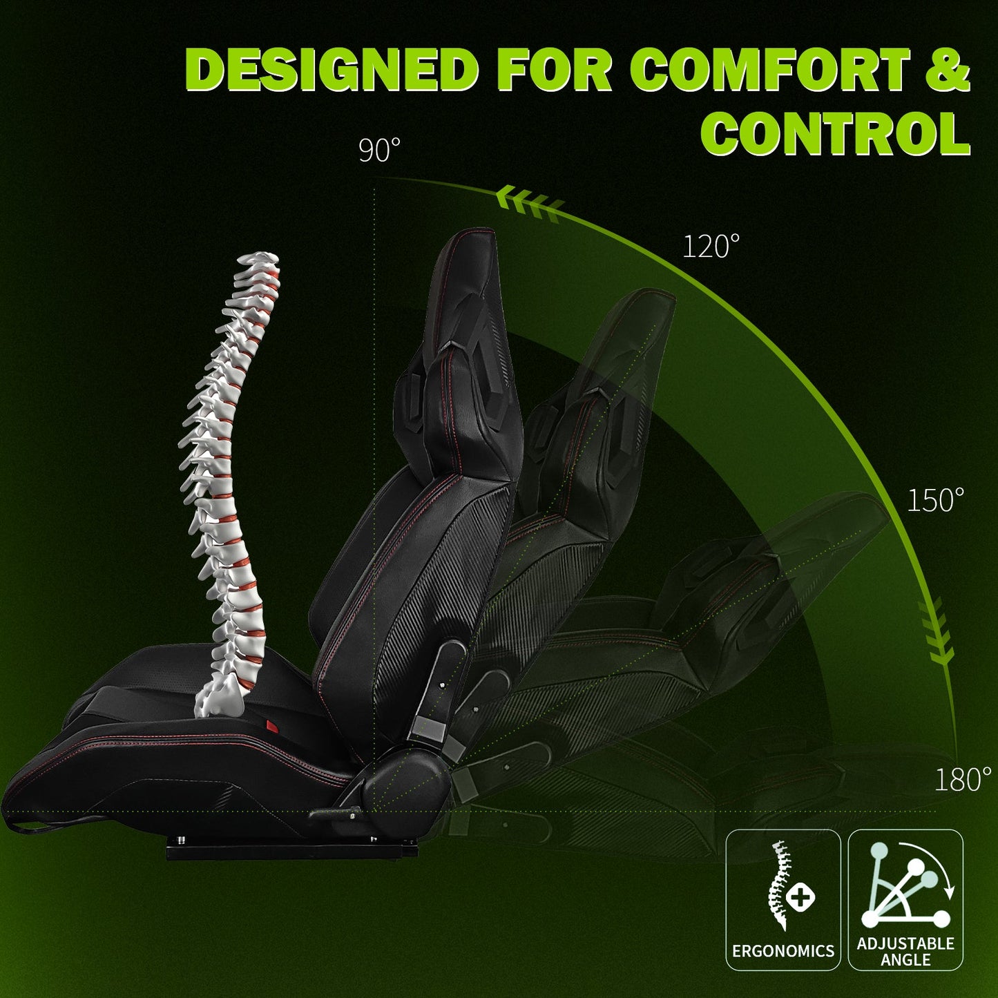 Universal Racing Seat Dual Slider PU Carbon Leather