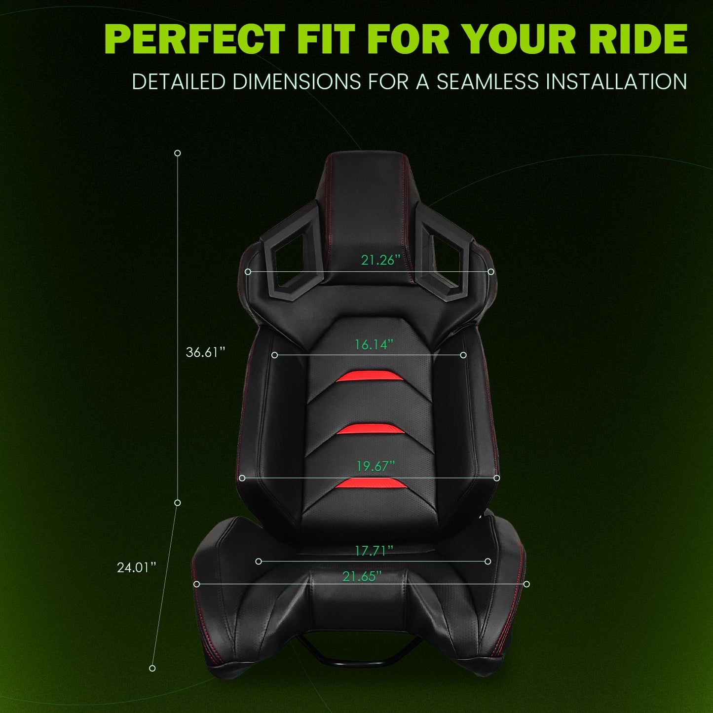 Universal Racing Seat Dual Slider PU Carbon Leather