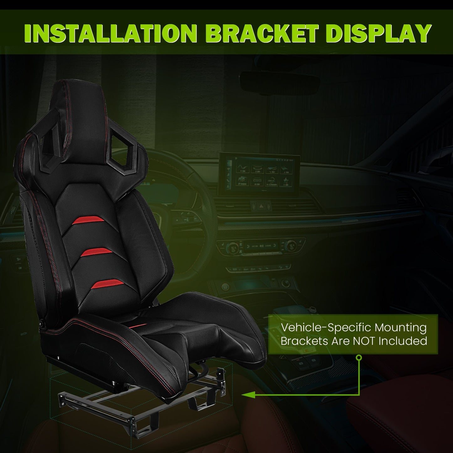 Universal Racing Seat Dual Slider PU Carbon Leather