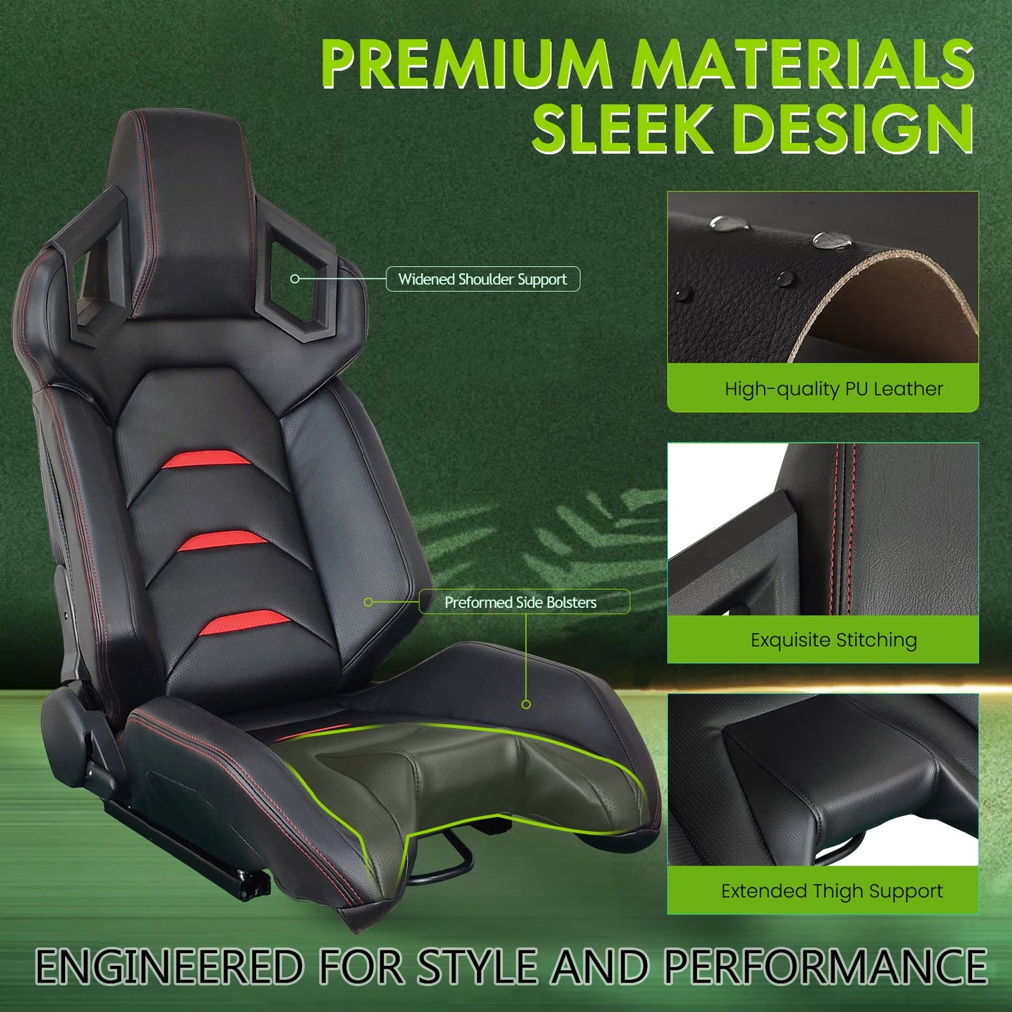 Universal Racing Seat Dual Slider PU Carbon Leather