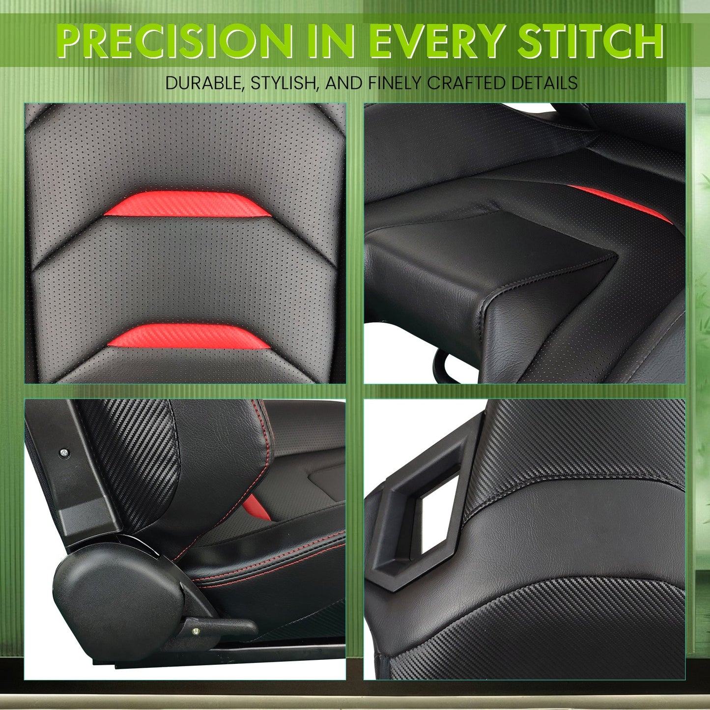 Universal Racing Seat Dual Slider PU Carbon Leather