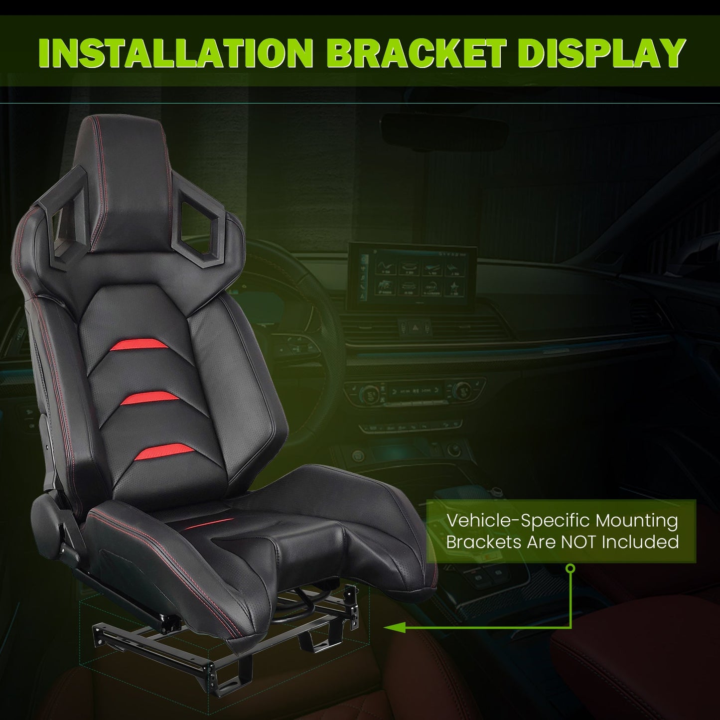 Universal Racing Seat Dual Slider PU Carbon Leather