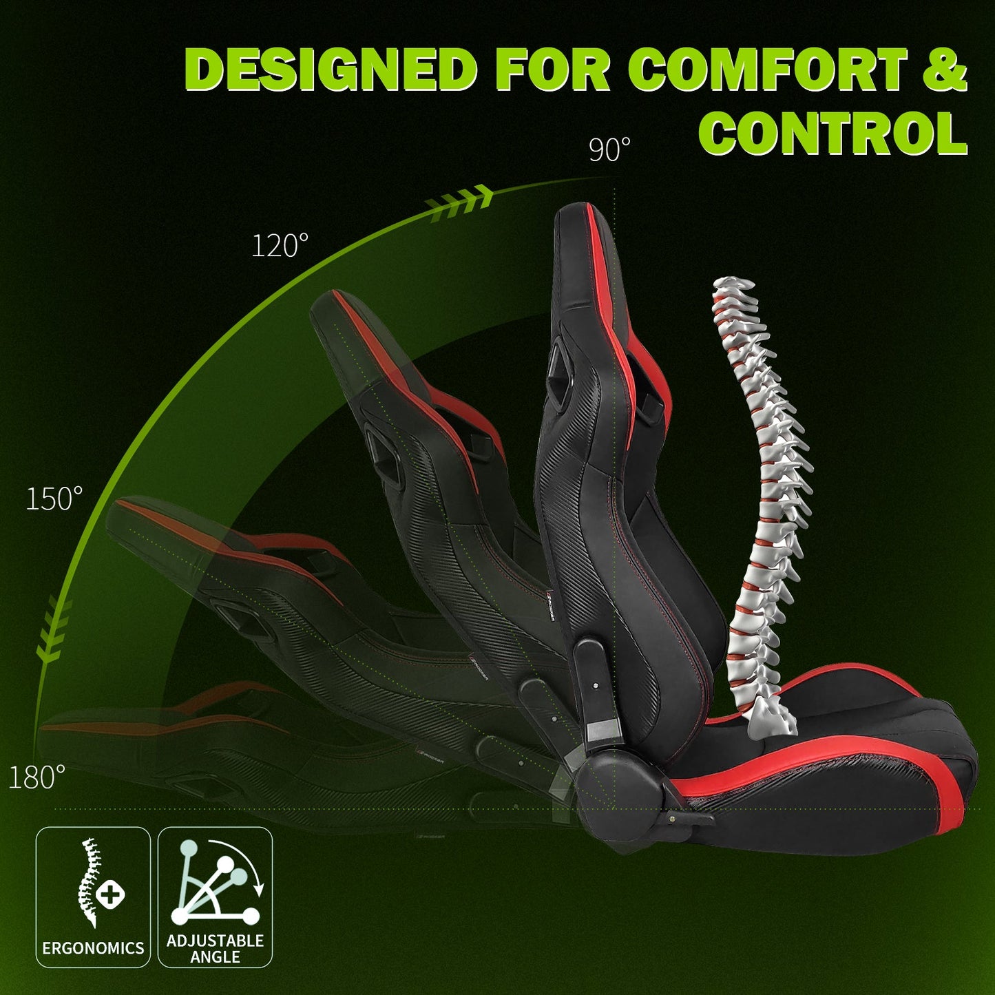 Universal Reclinable Right Passenger Side Racing Seat Dual Slider