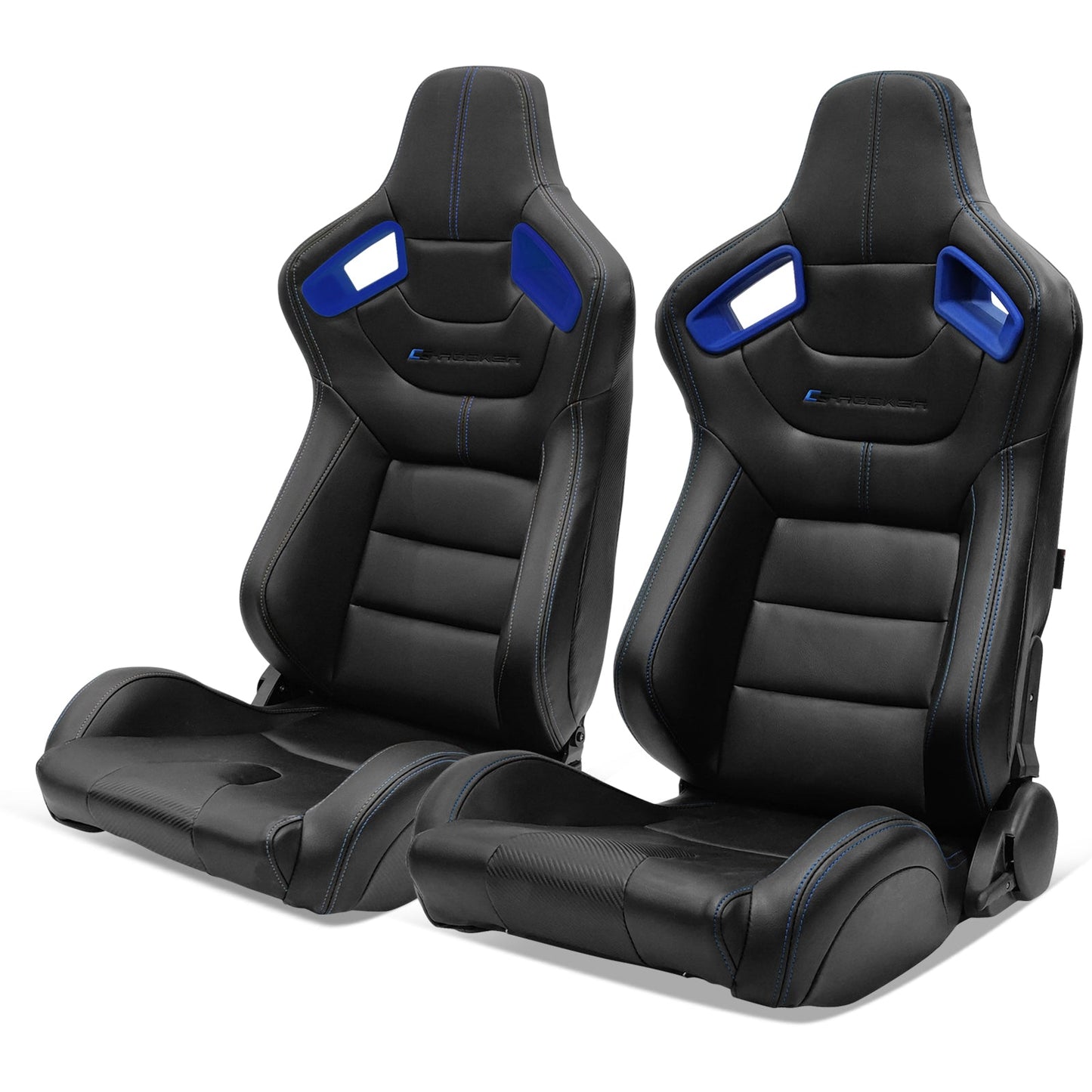 Universal Color Bezel Racing Seat Dual Slider PU Carbon Leather