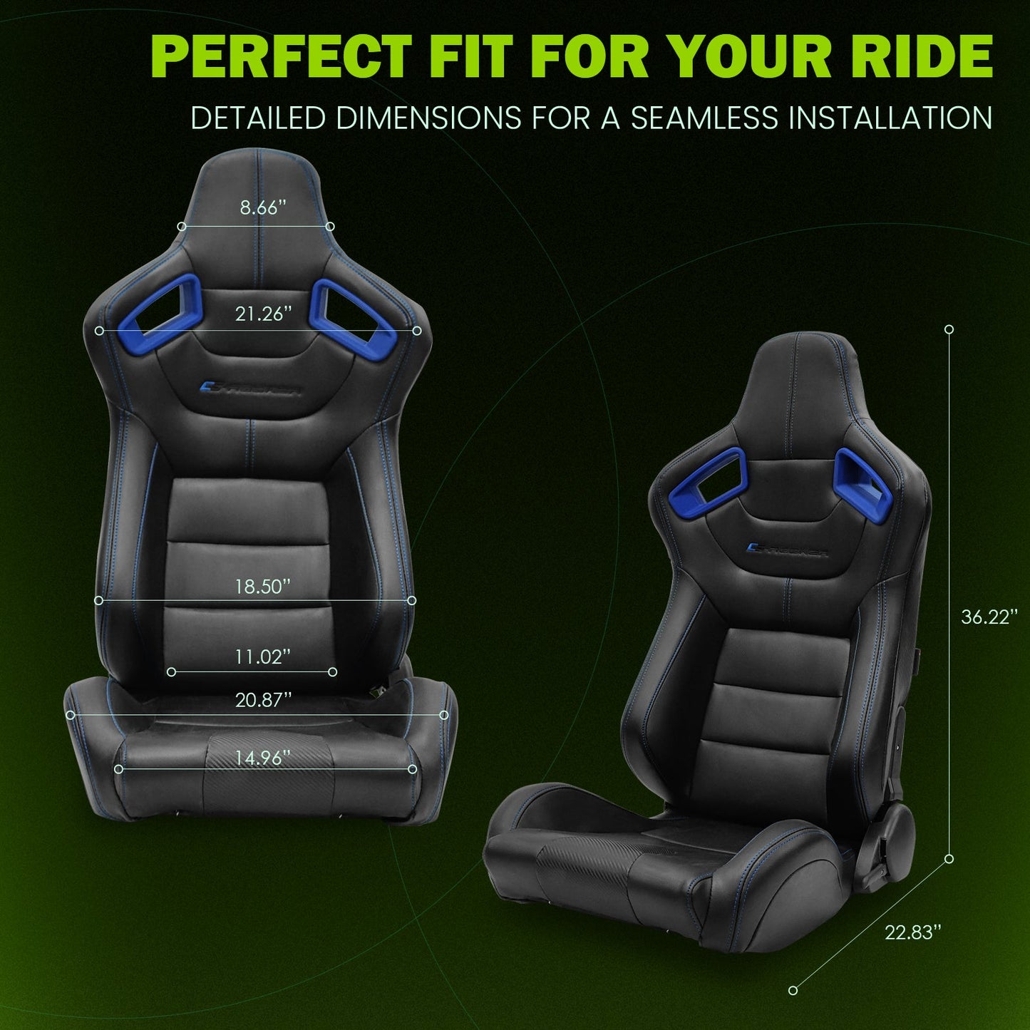 Universal Color Bezel Racing Seat Dual Slider PU Carbon Leather