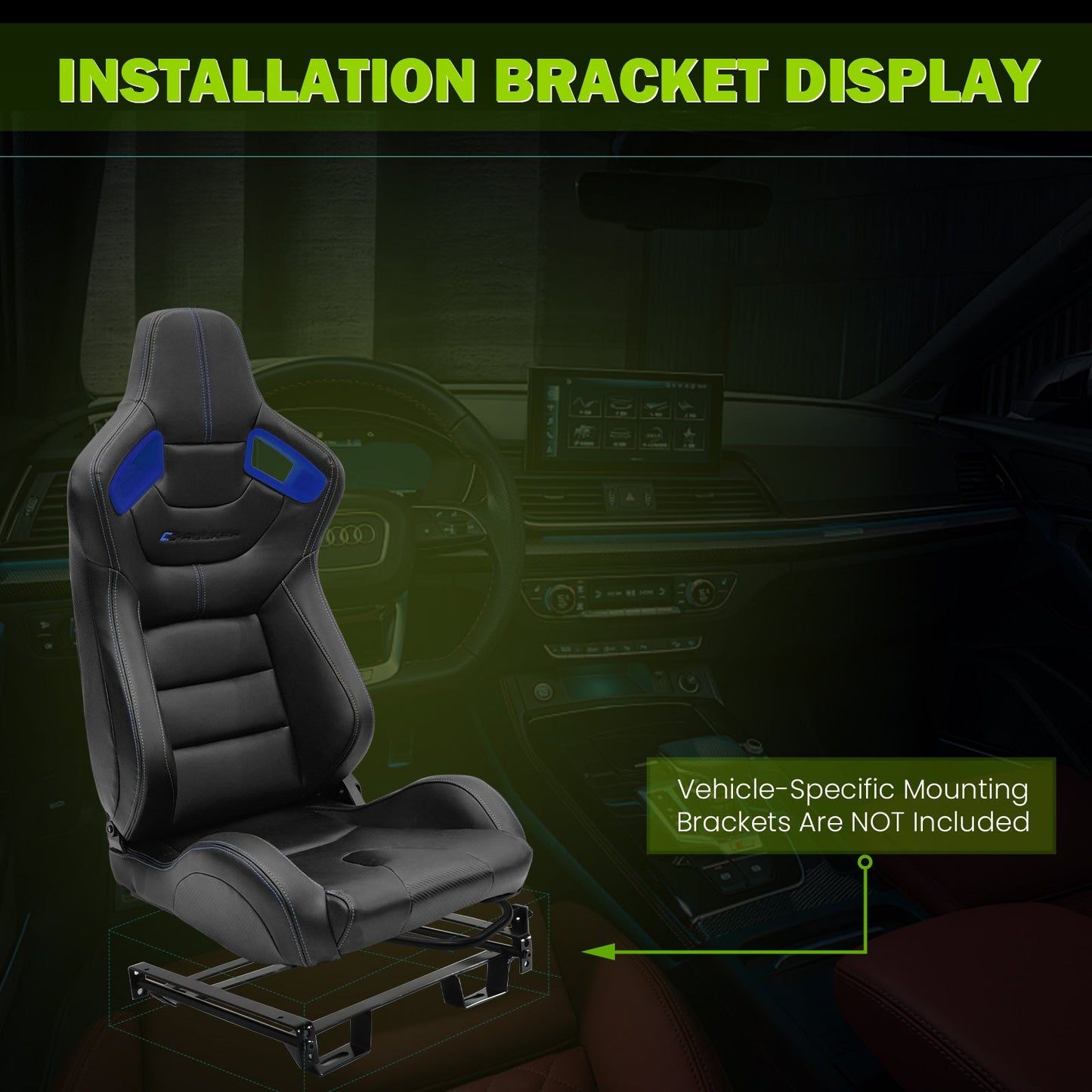 Universal Color Bezel Racing Seat Dual Slider PU Carbon Leather