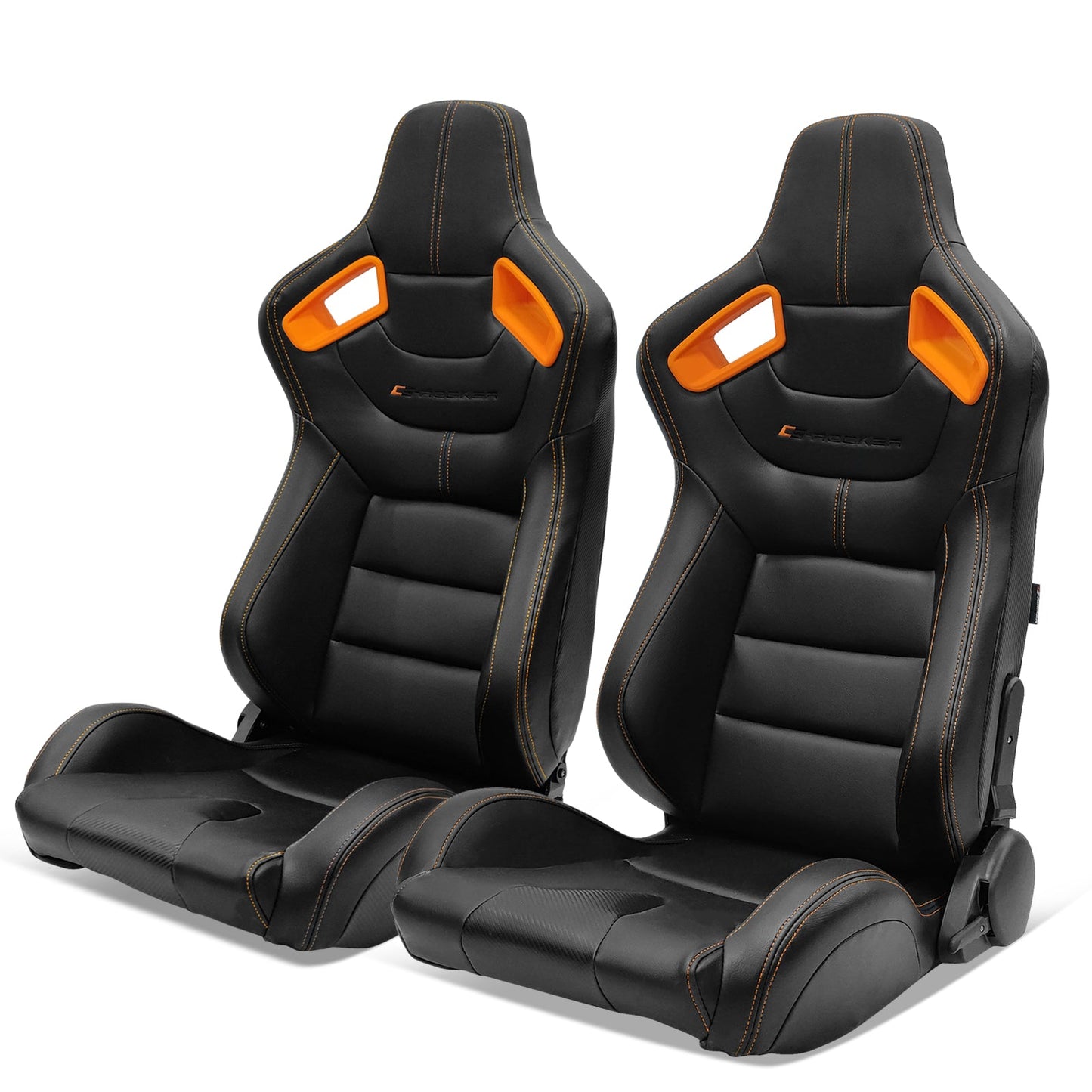 Universal Color Bezel Racing Seat Dual Slider PU Carbon Leather