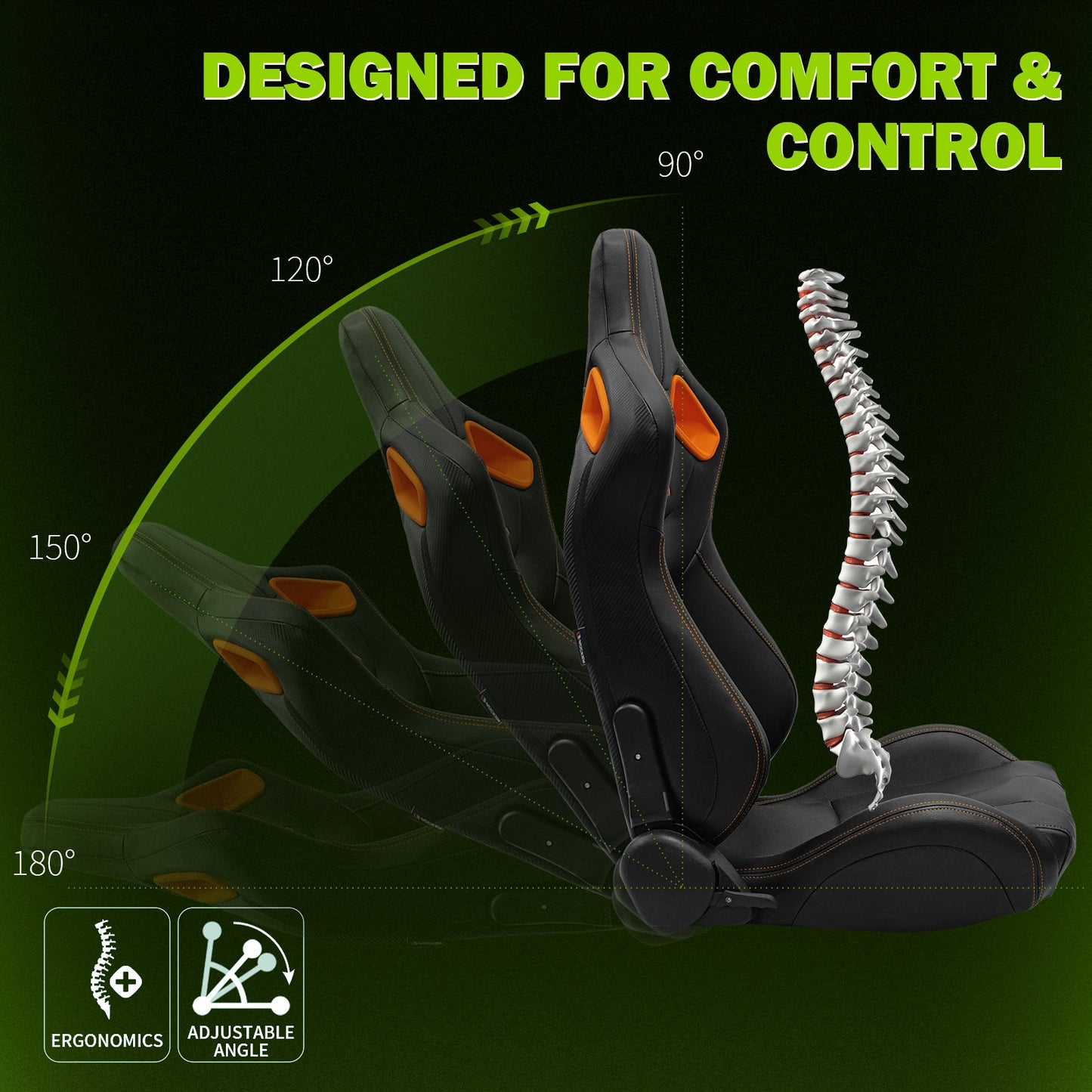 Universal Color Bezel Racing Seat Dual Slider PU Carbon Leather
