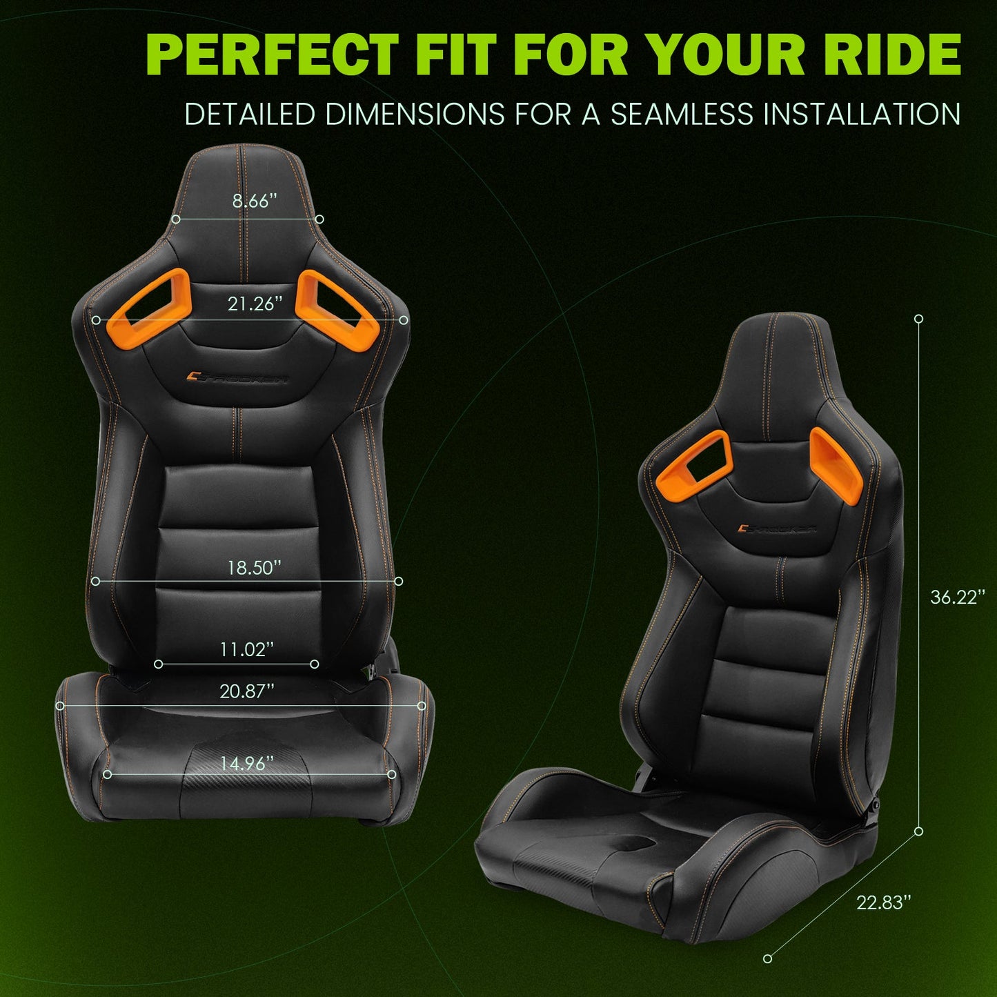 Universal Color Bezel Racing Seat Dual Slider PU Carbon Leather