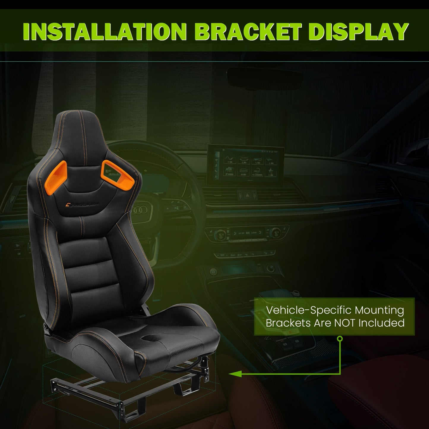 Universal Color Bezel Racing Seat Dual Slider PU Carbon Leather