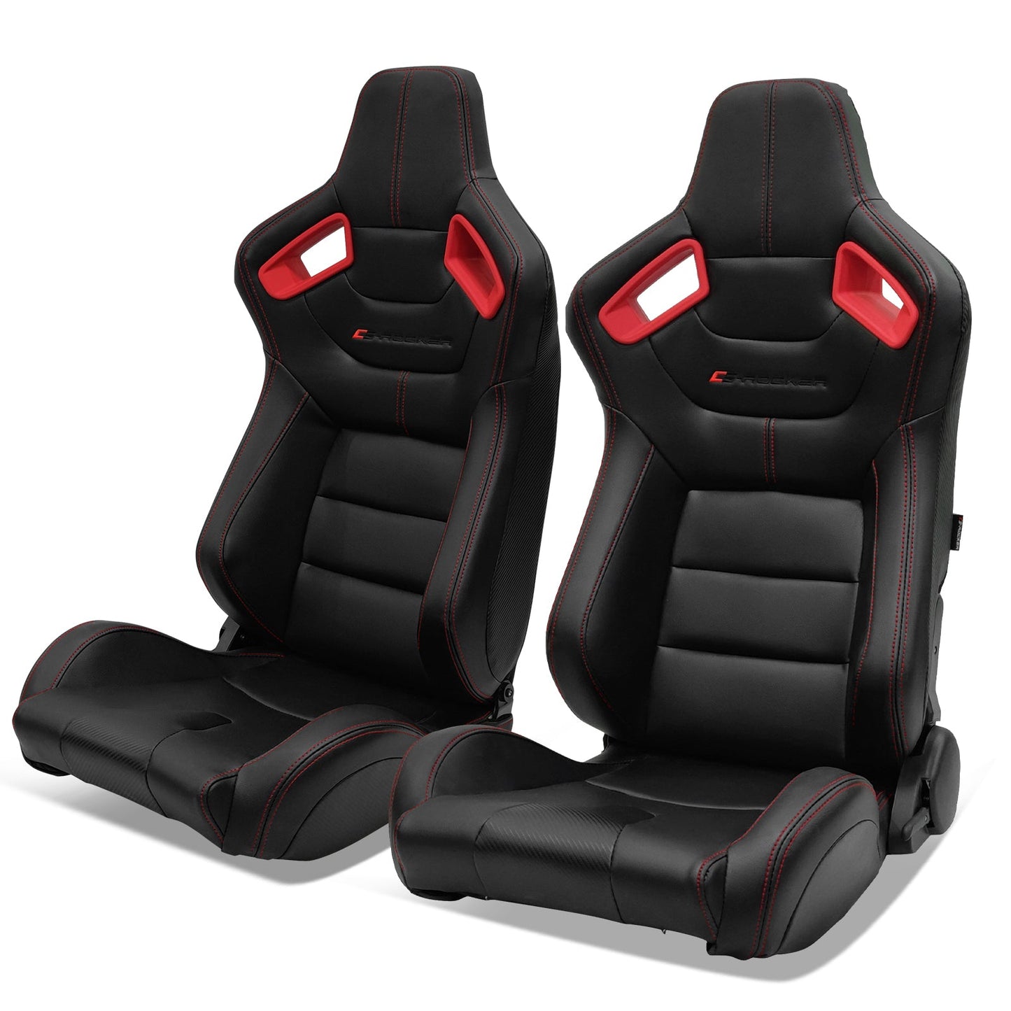 Universal Color Bezel Racing Seat Dual Slider PU Carbon Leather