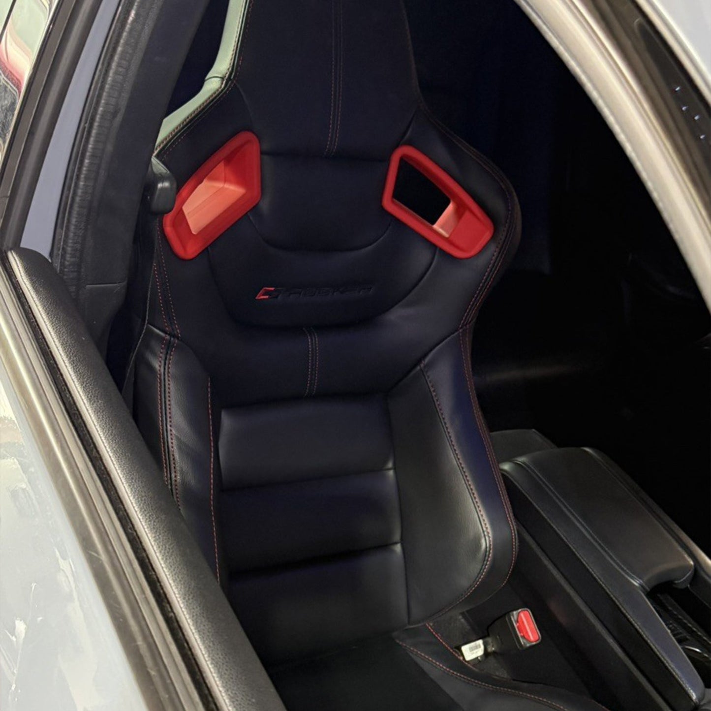 Universal Color Bezel Racing Seat Dual Slider PU Carbon Leather