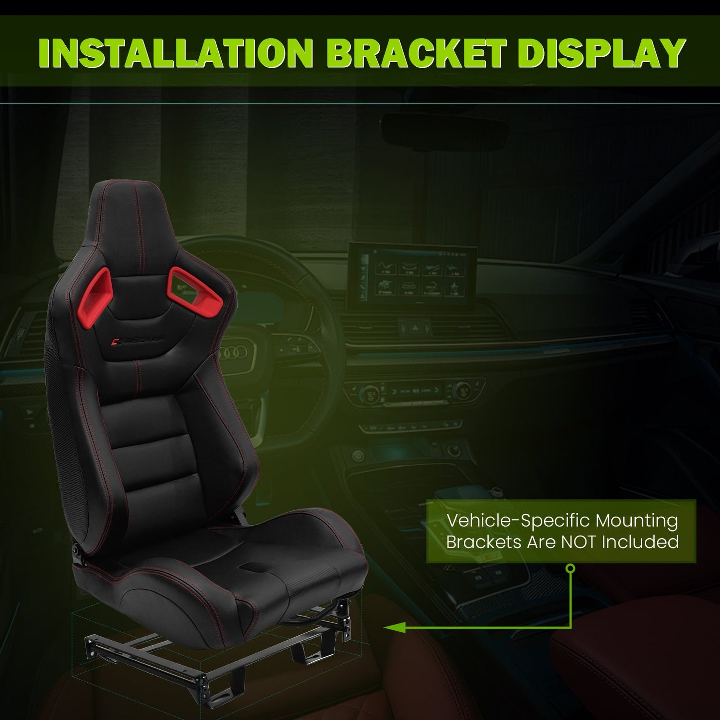Universal Color Bezel Racing Seat Dual Slider PU Carbon Leather