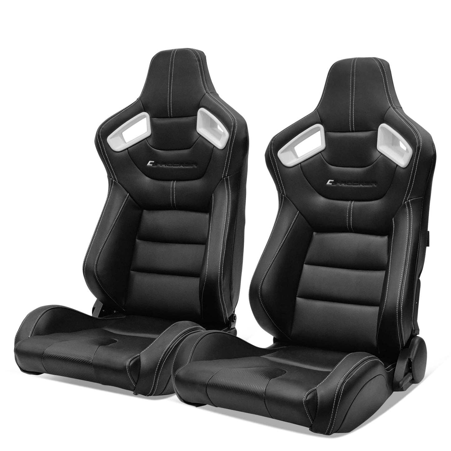 Universal Color Bezel Racing Seat Dual Slider PU Carbon Leather