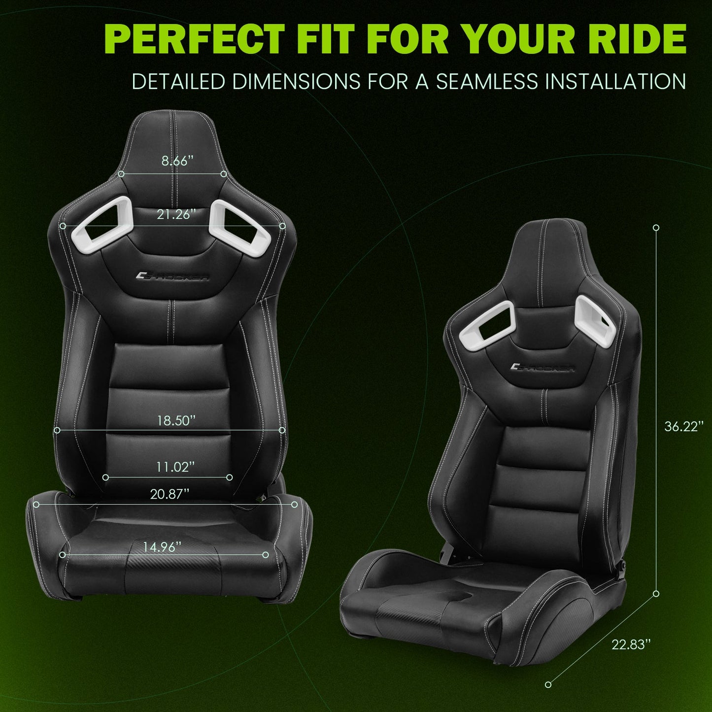 Universal Color Bezel Racing Seat Dual Slider PU Carbon Leather