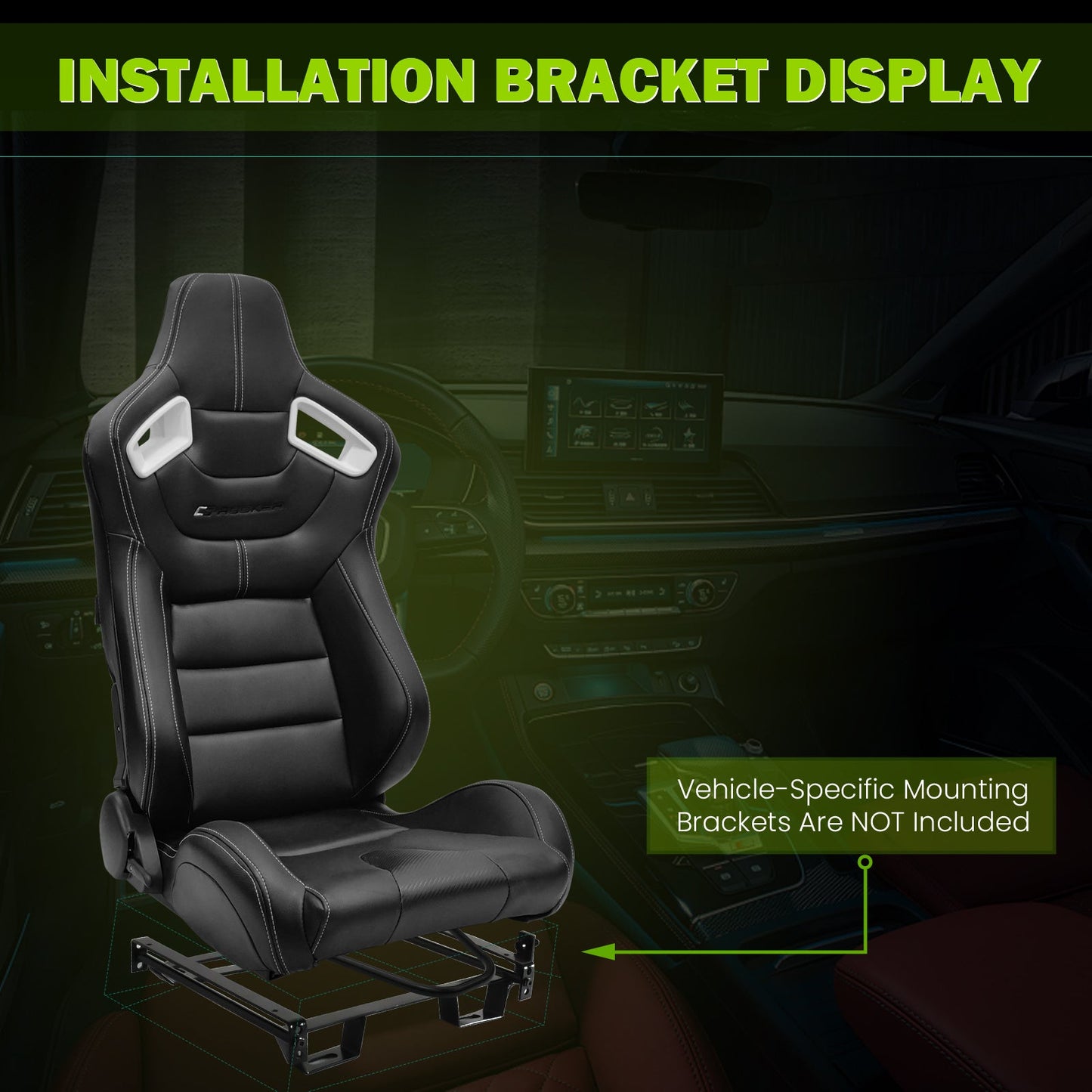 Universal Color Bezel Racing Seat Dual Slider PU Carbon Leather